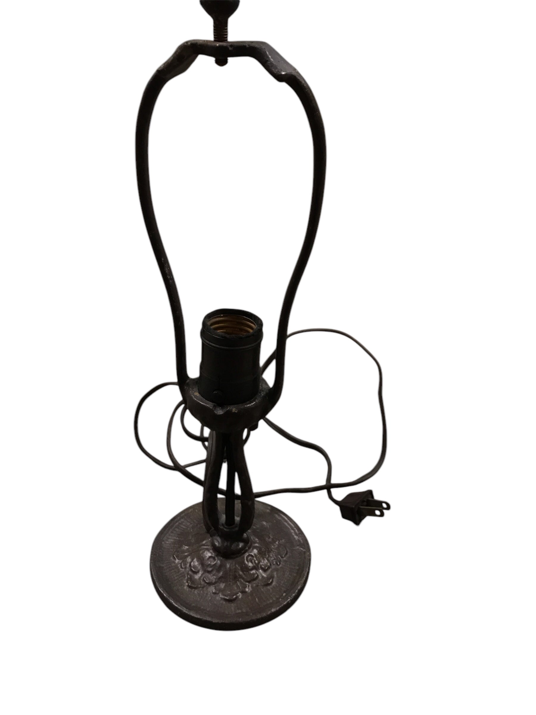 Vintage Iron Table Lamp Base with Harp Frame