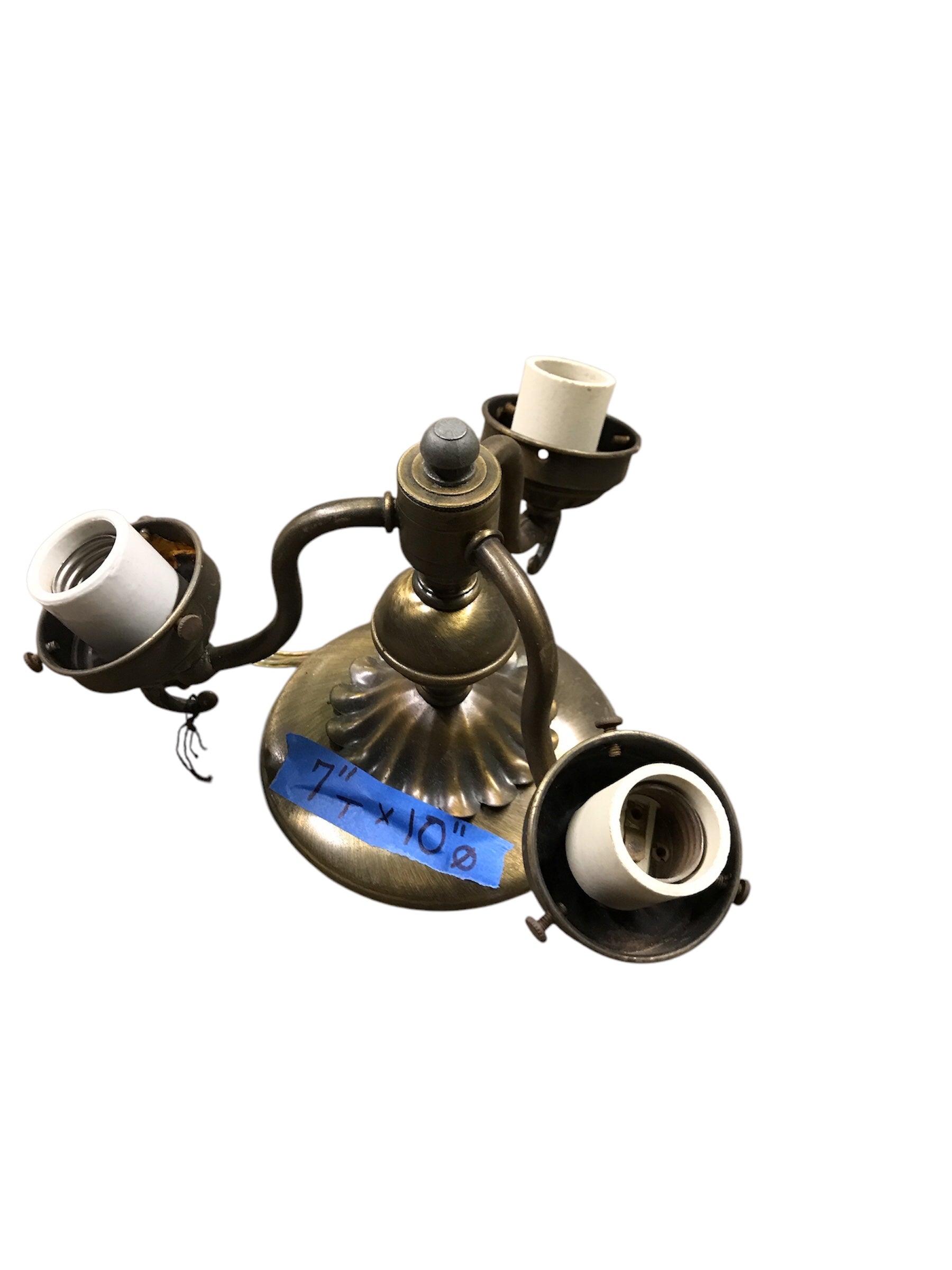 Vintage Brass Ceiling Fixture with Candelabra Arms