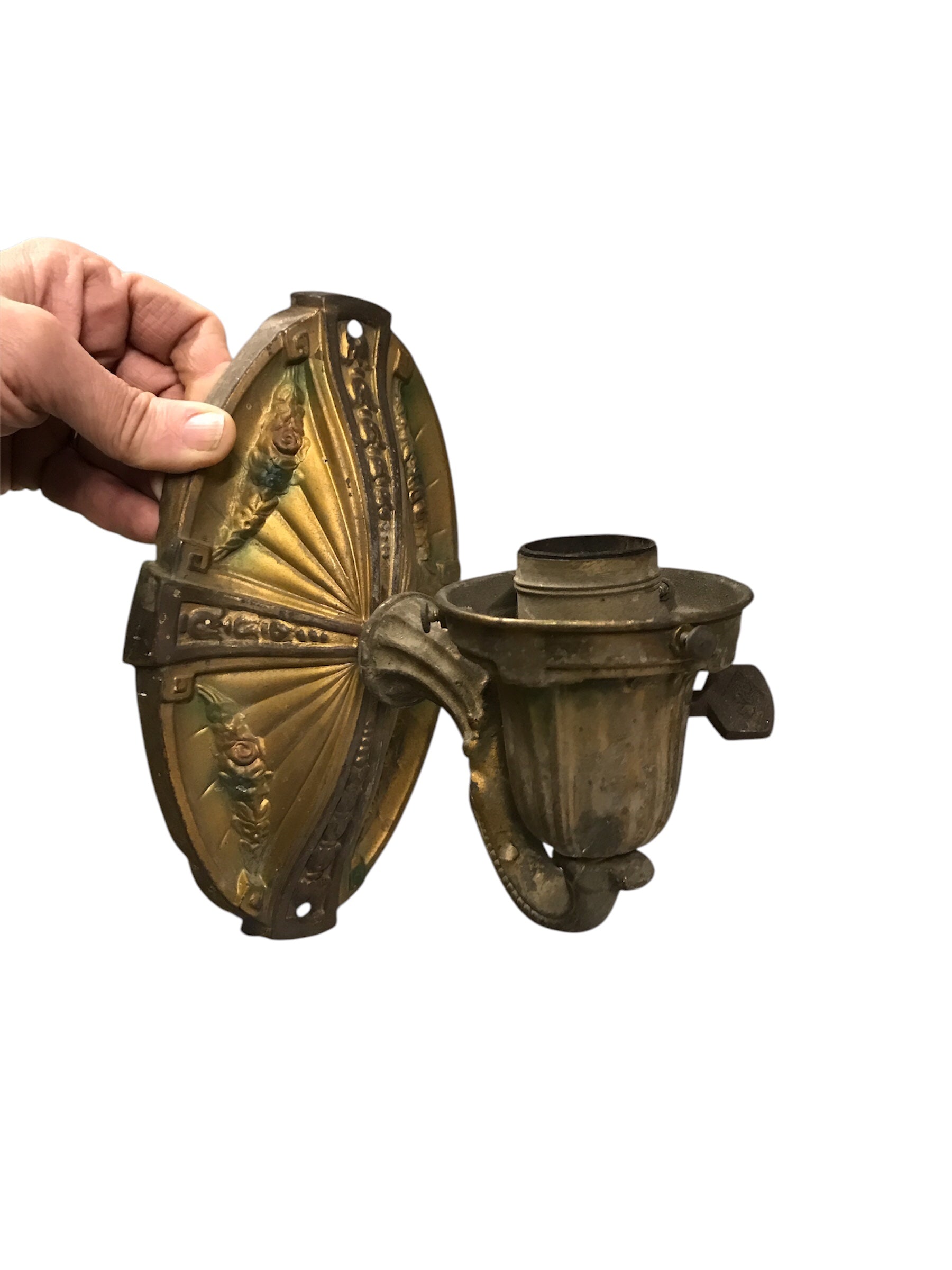 Art Deco Wall Sconce with Rose Motif