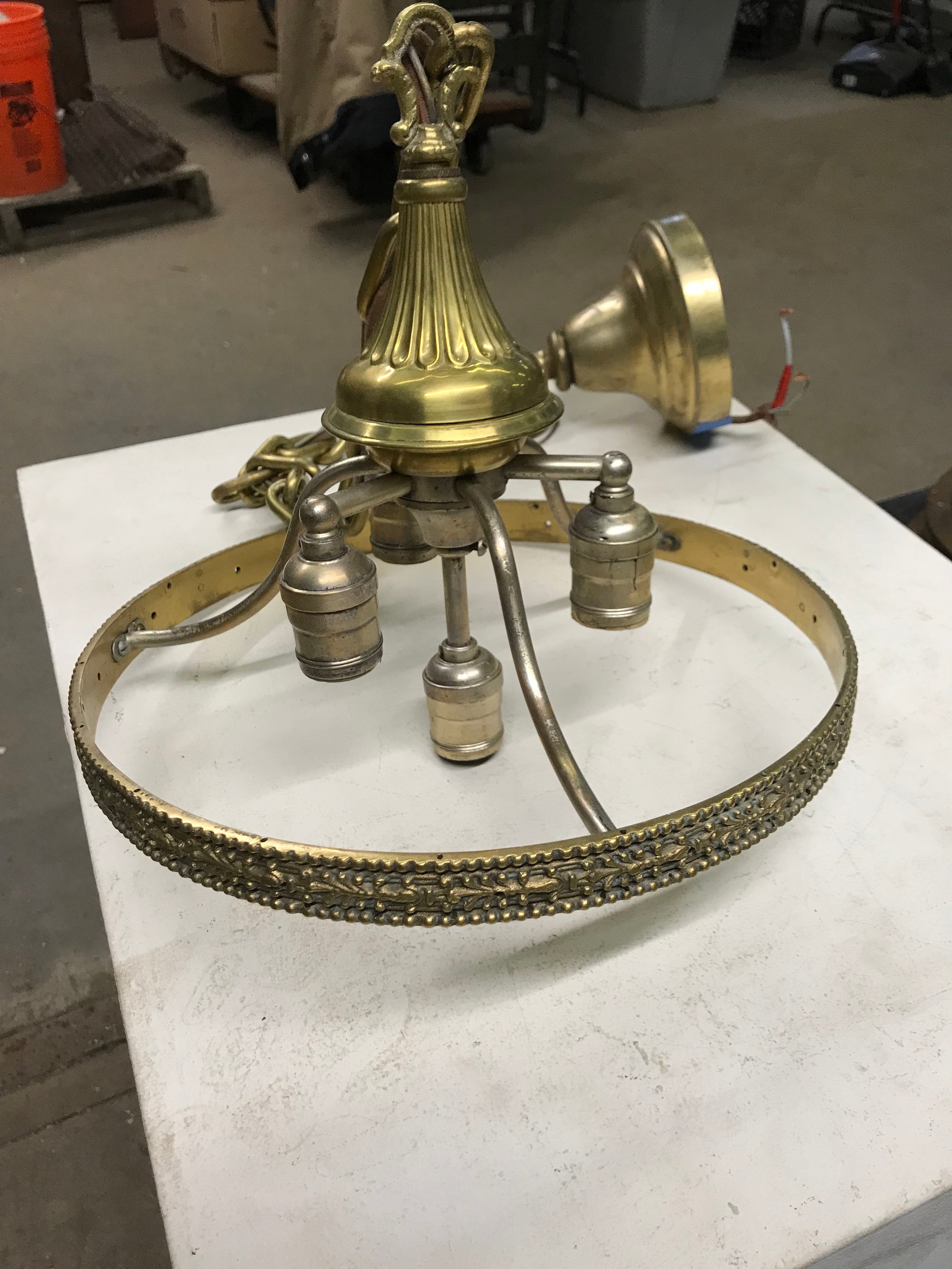 Vintage Brass Hanging Light Fixture / Chandelier