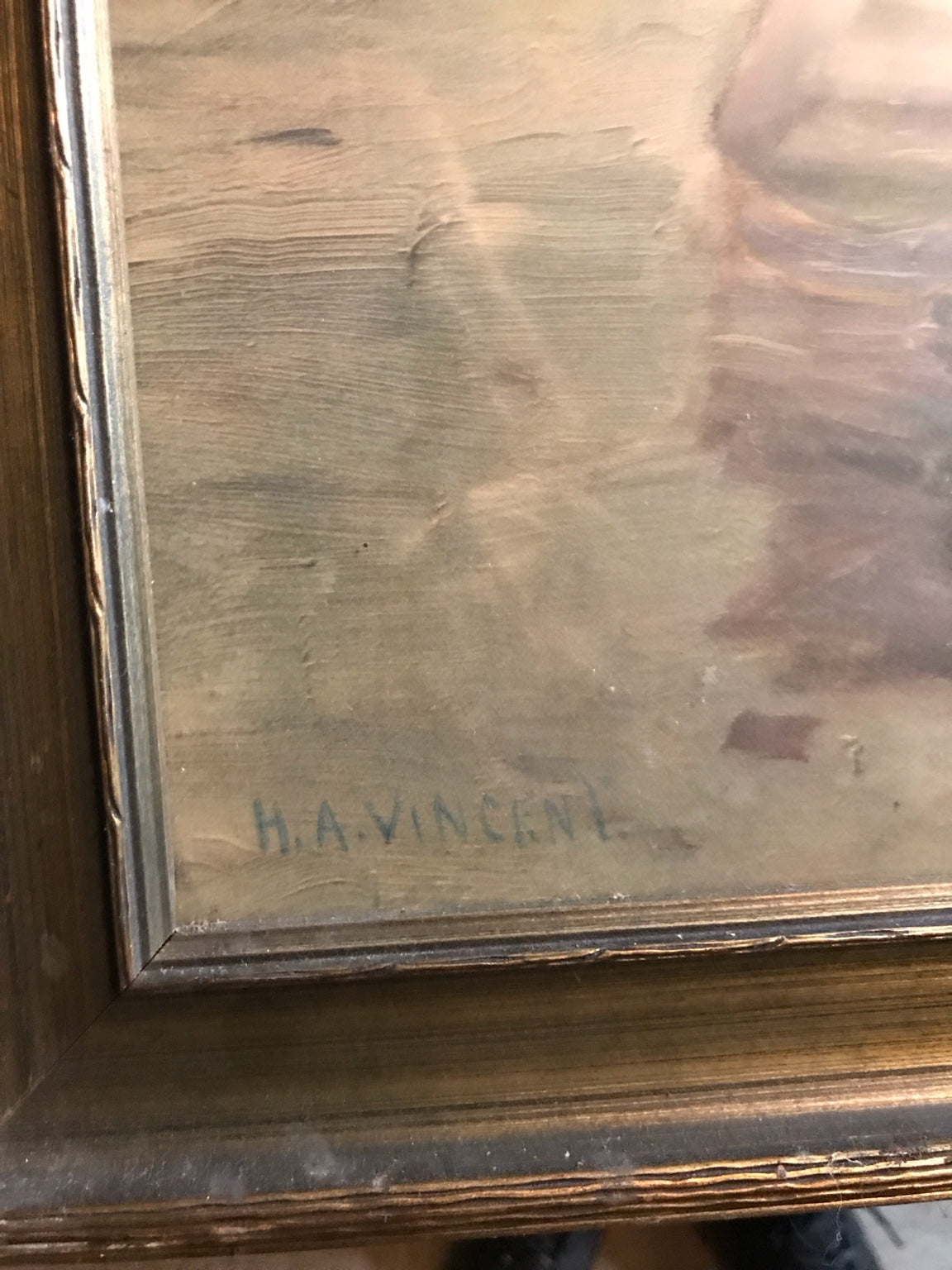 Nautical-Themed Framed Oil Painting by H.A. Vincent