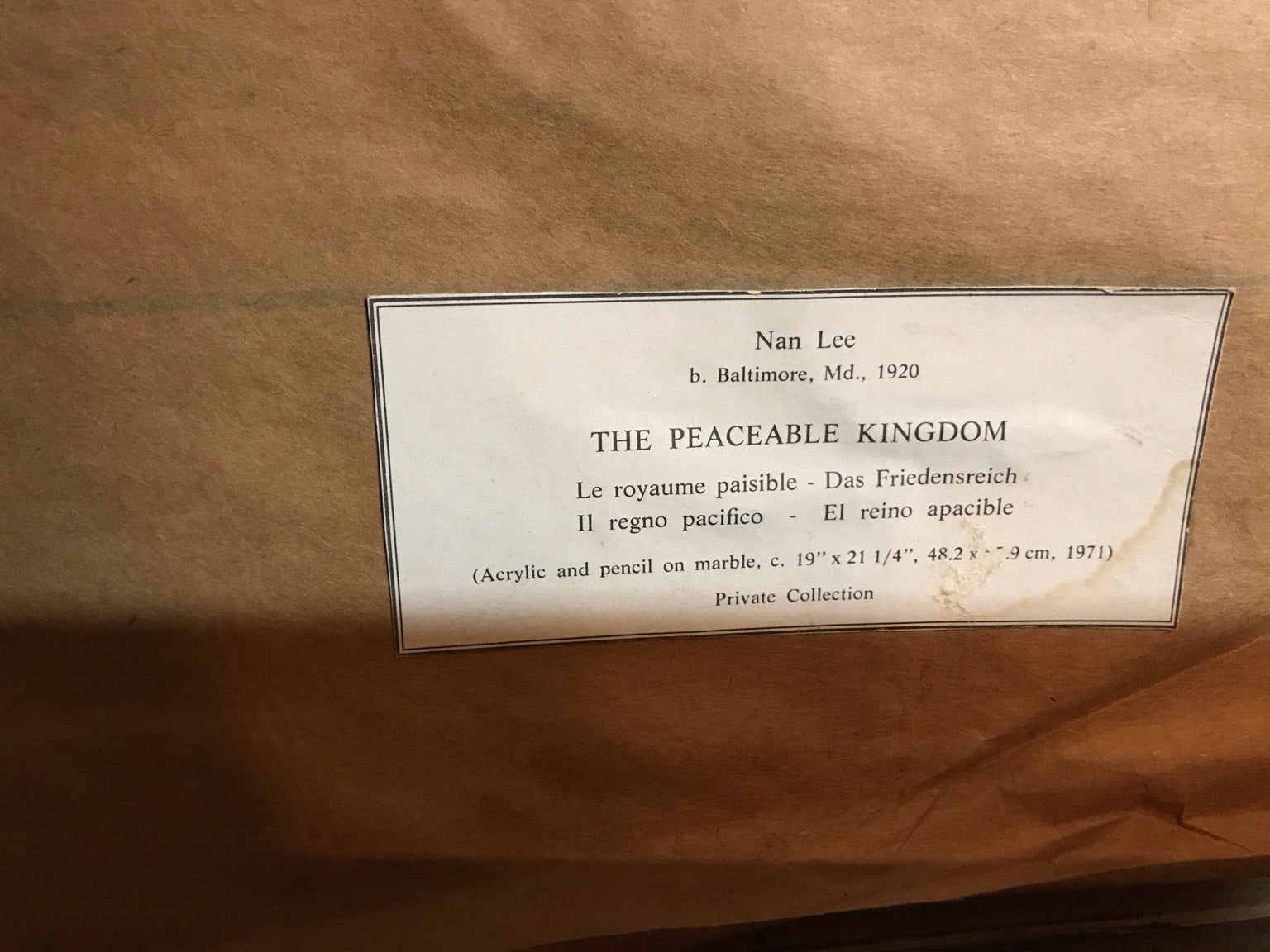The Peaceable Kingdom by Nan Lee