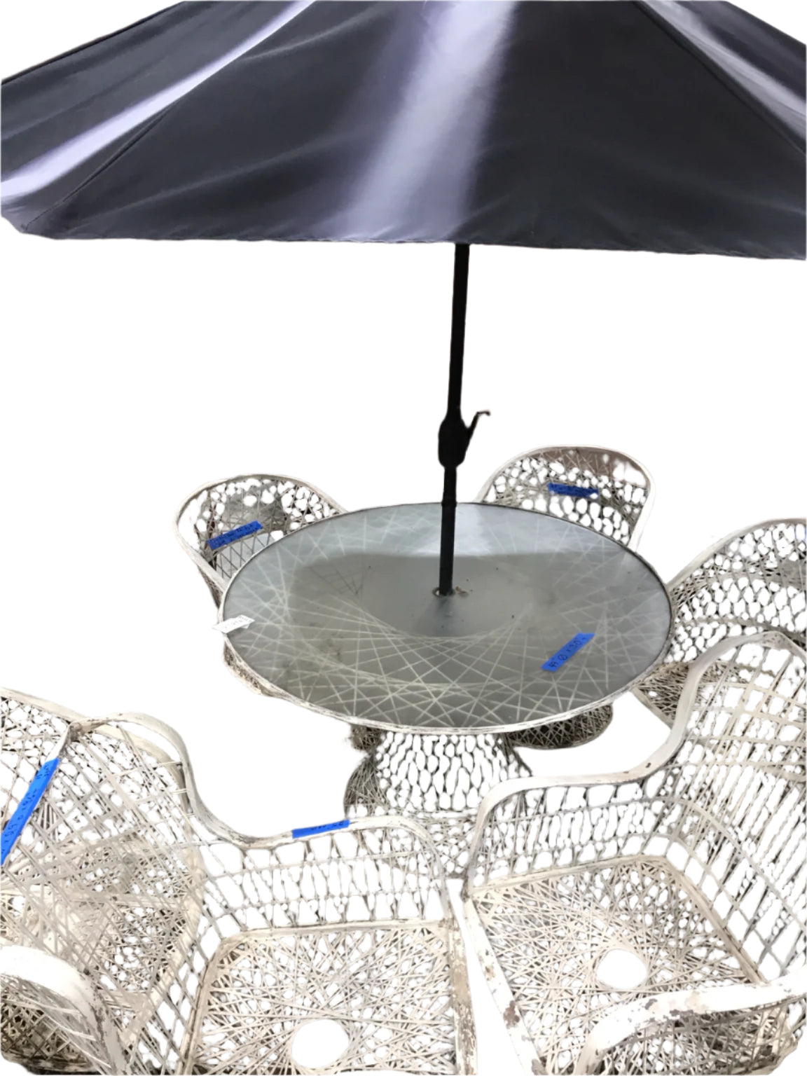 Russel Woodard Spun- Vintage Fiberglass Patio Set with Umbrella -