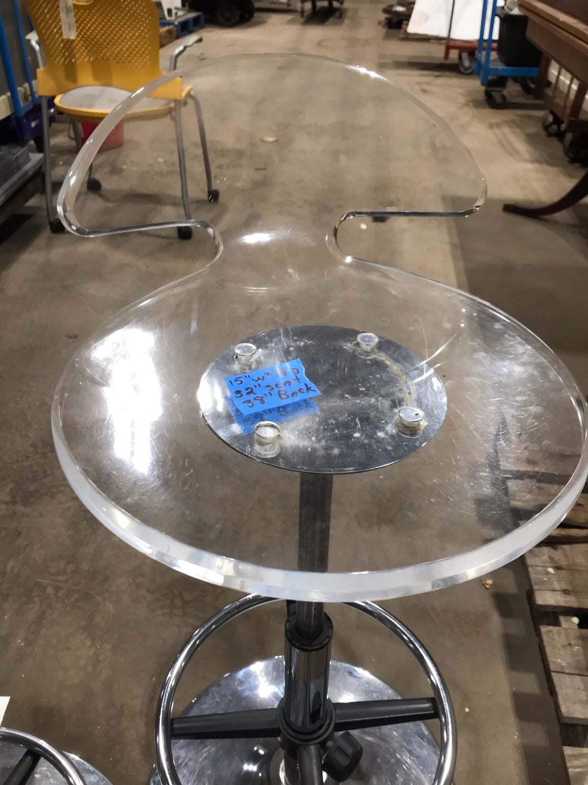 Pair of Clear Acrylic Adjustable Bar Stools