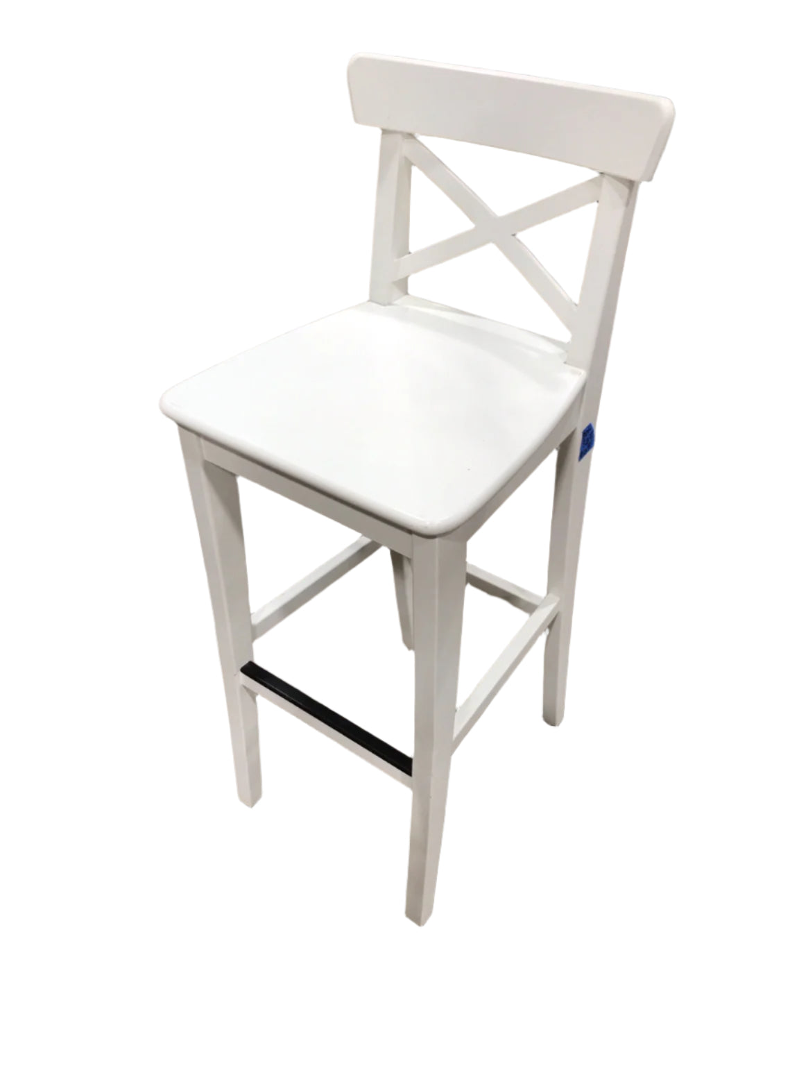 White Wooden Counter Stool with Crossback Design (IKEA Ingolf Chair)