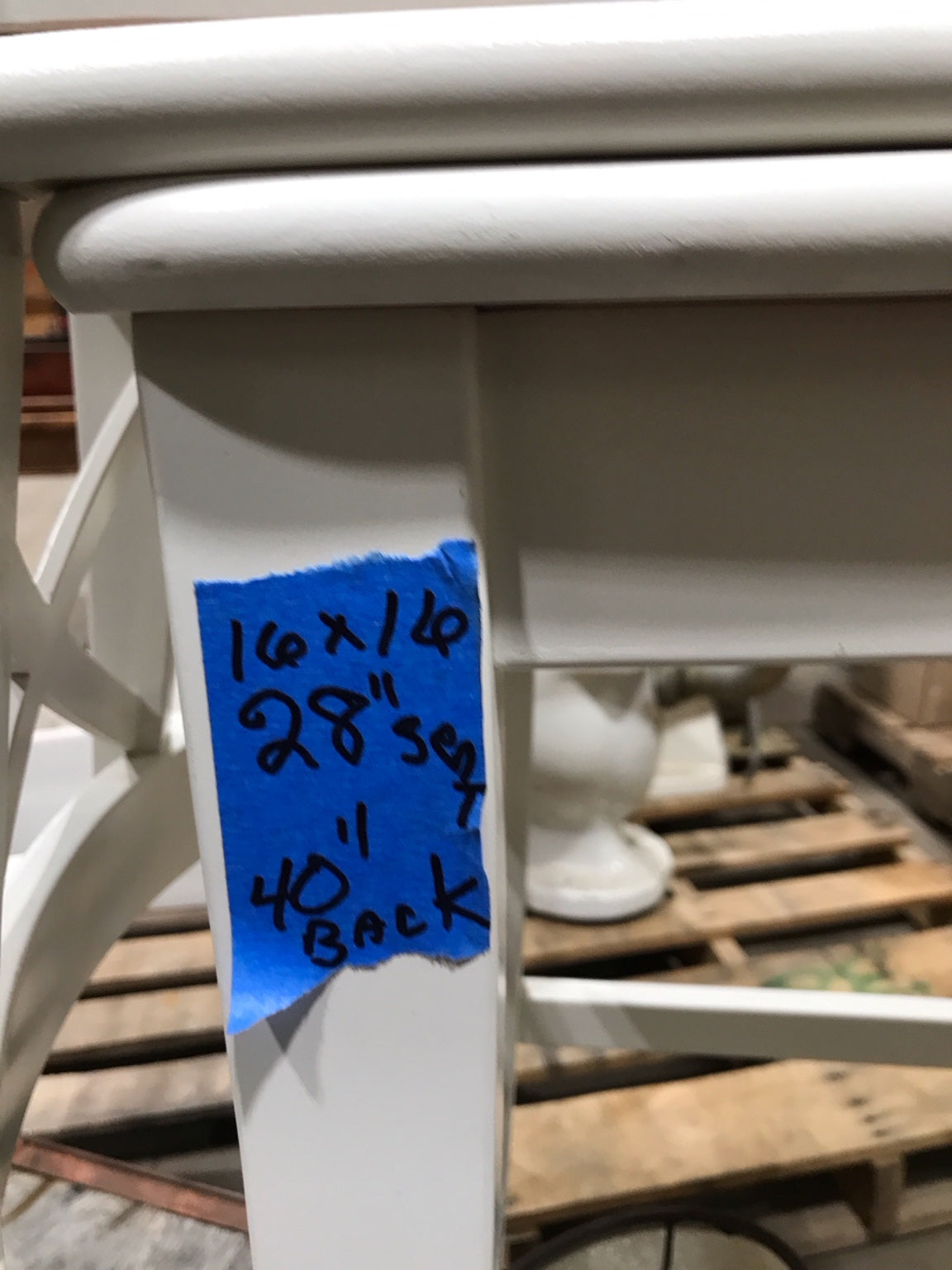 White Wooden Counter Stool with Crossback Design (IKEA Ingolf Chair)