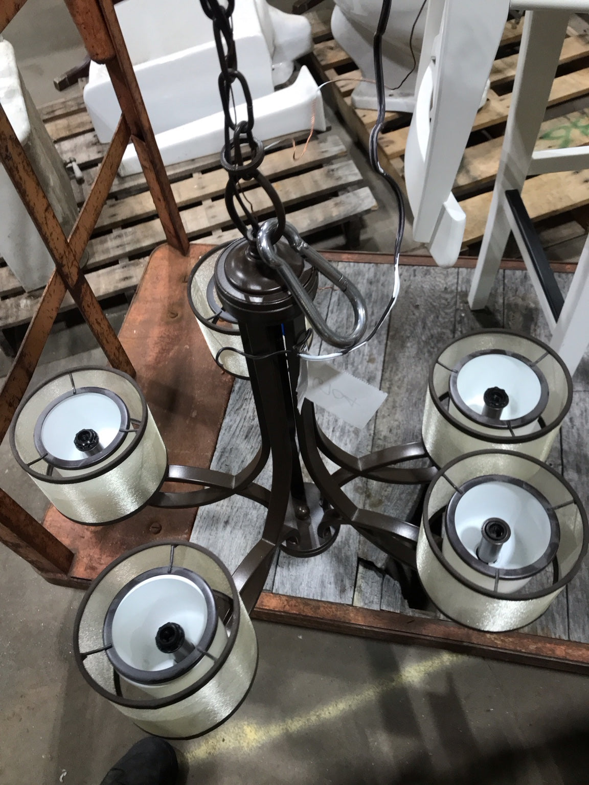 Six-Light Bronze Chandelier with Frosted Glass Shades (Kichler Lacey Collection)
