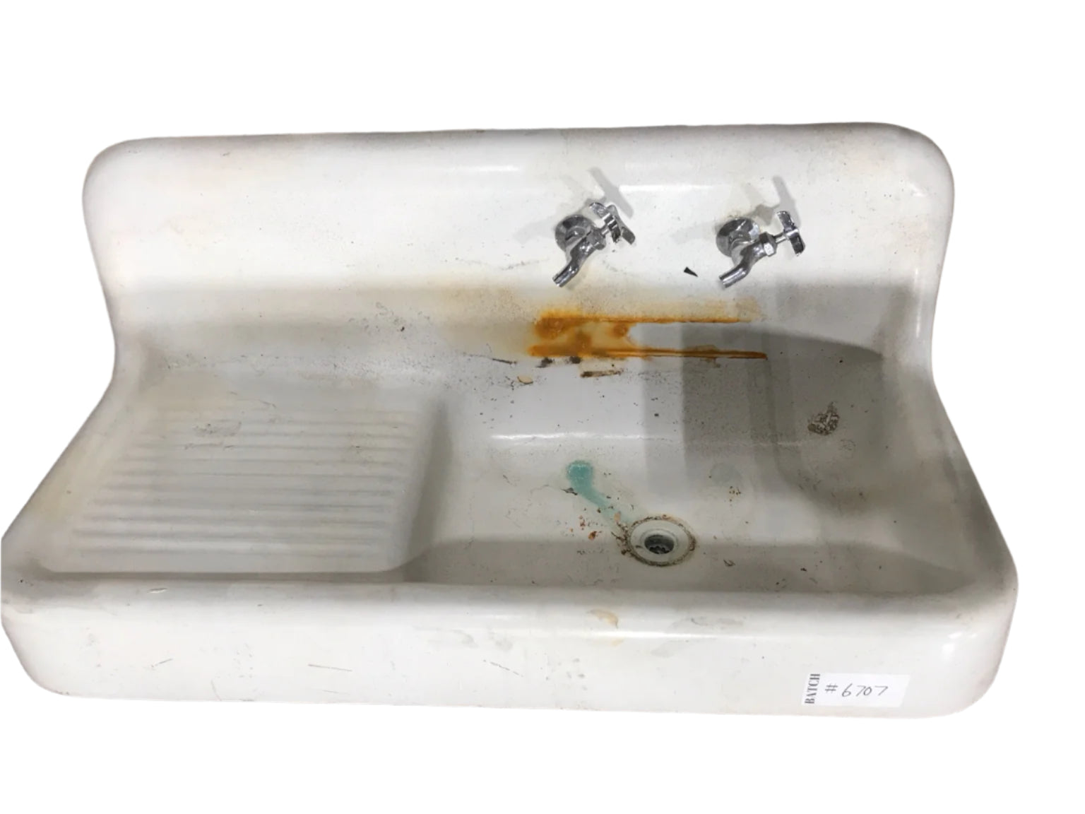 Cast Iron Wall-Mounted Sink with Drainboard