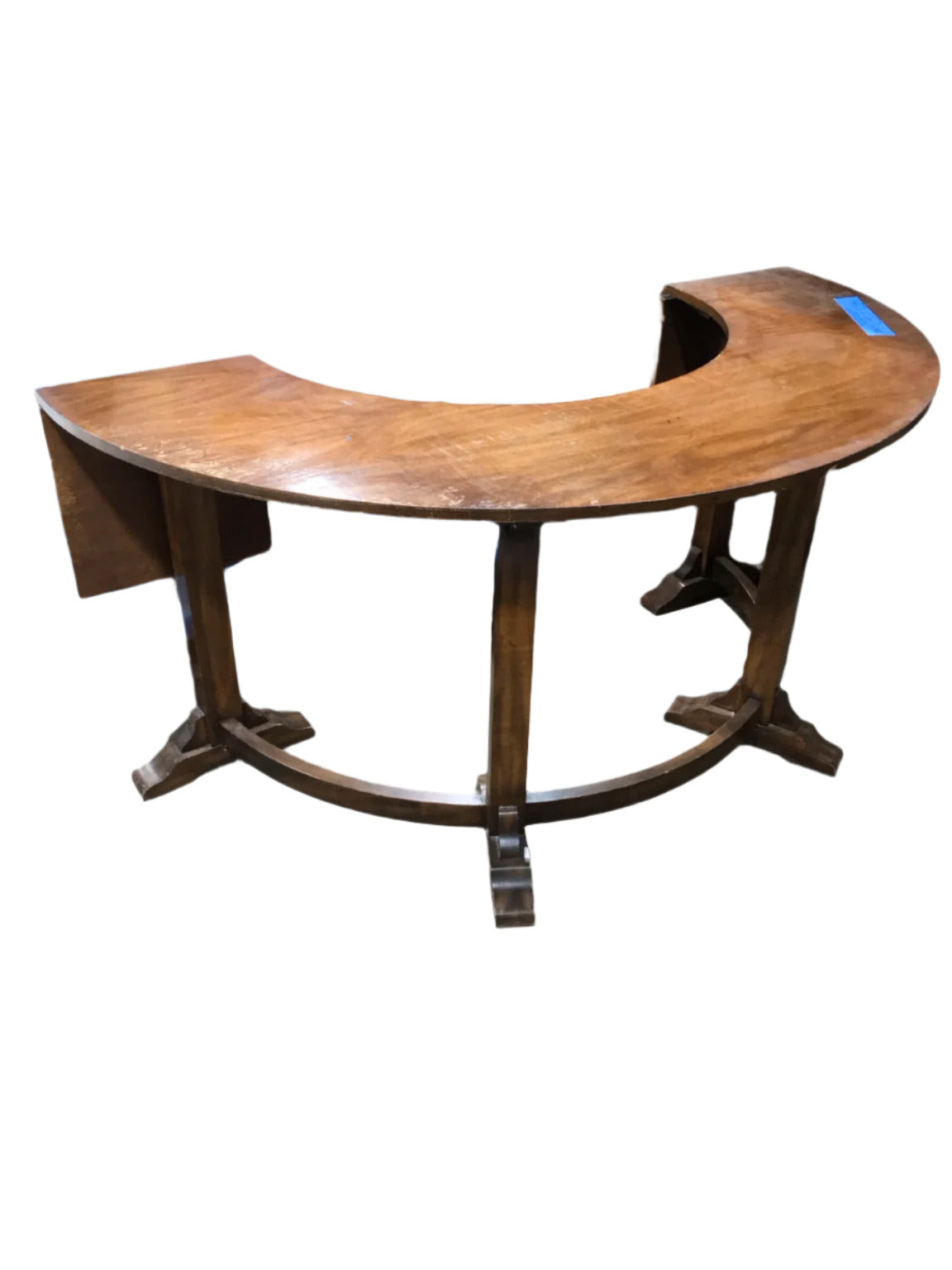 Semi-Circular Wood Console Table with Drop Leaves
