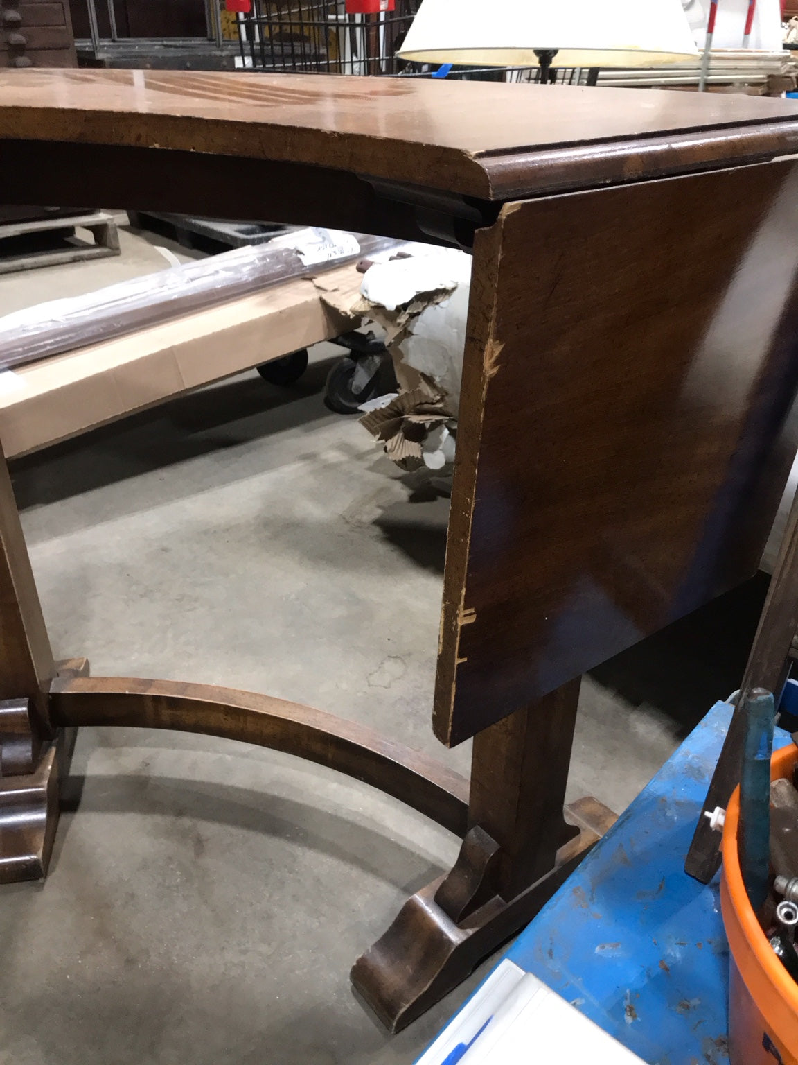 Semi-Circular Wood Console Table with Drop Leaves