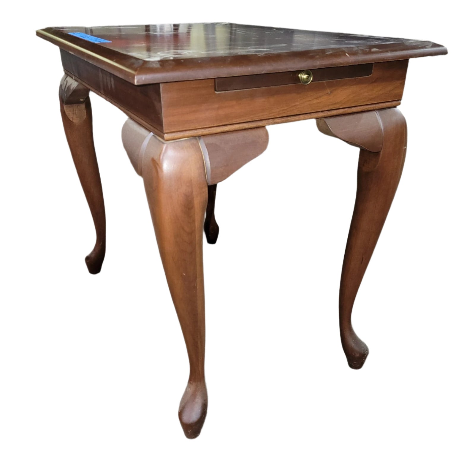 Queen Anne Style Side Table with Sliding Tray