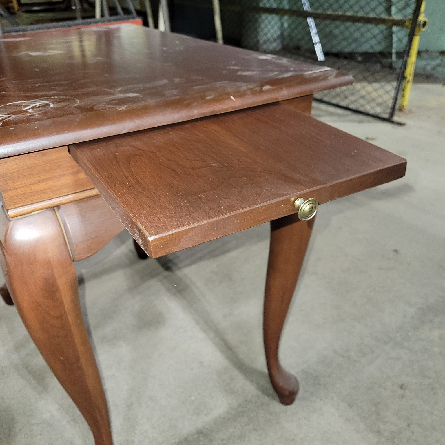 Queen Anne Style Side Table with Sliding Tray