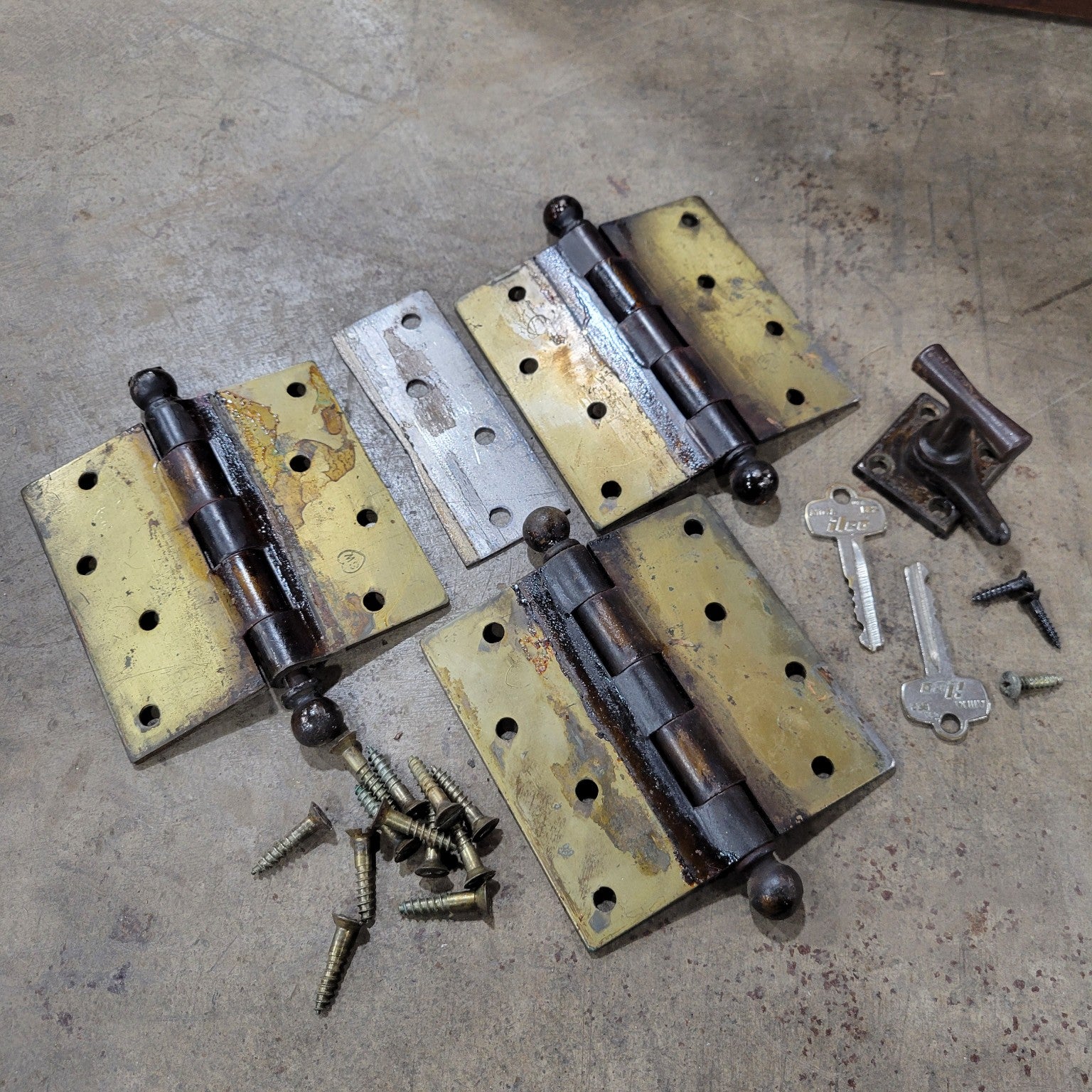 Vintage Wood Framed Glass Door with Hardware