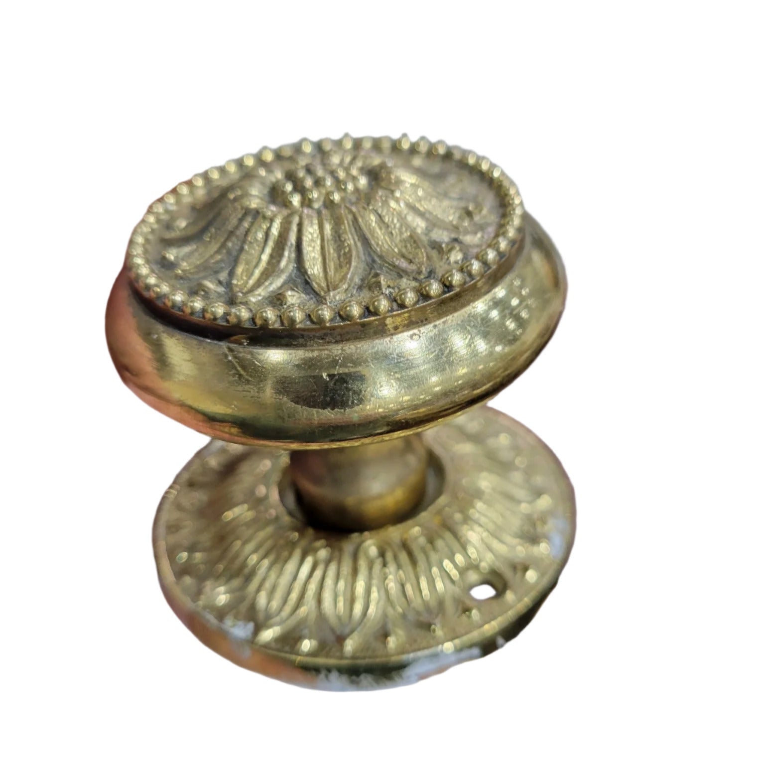 Ornate Brass Door Knob Set with Locking Mechanism