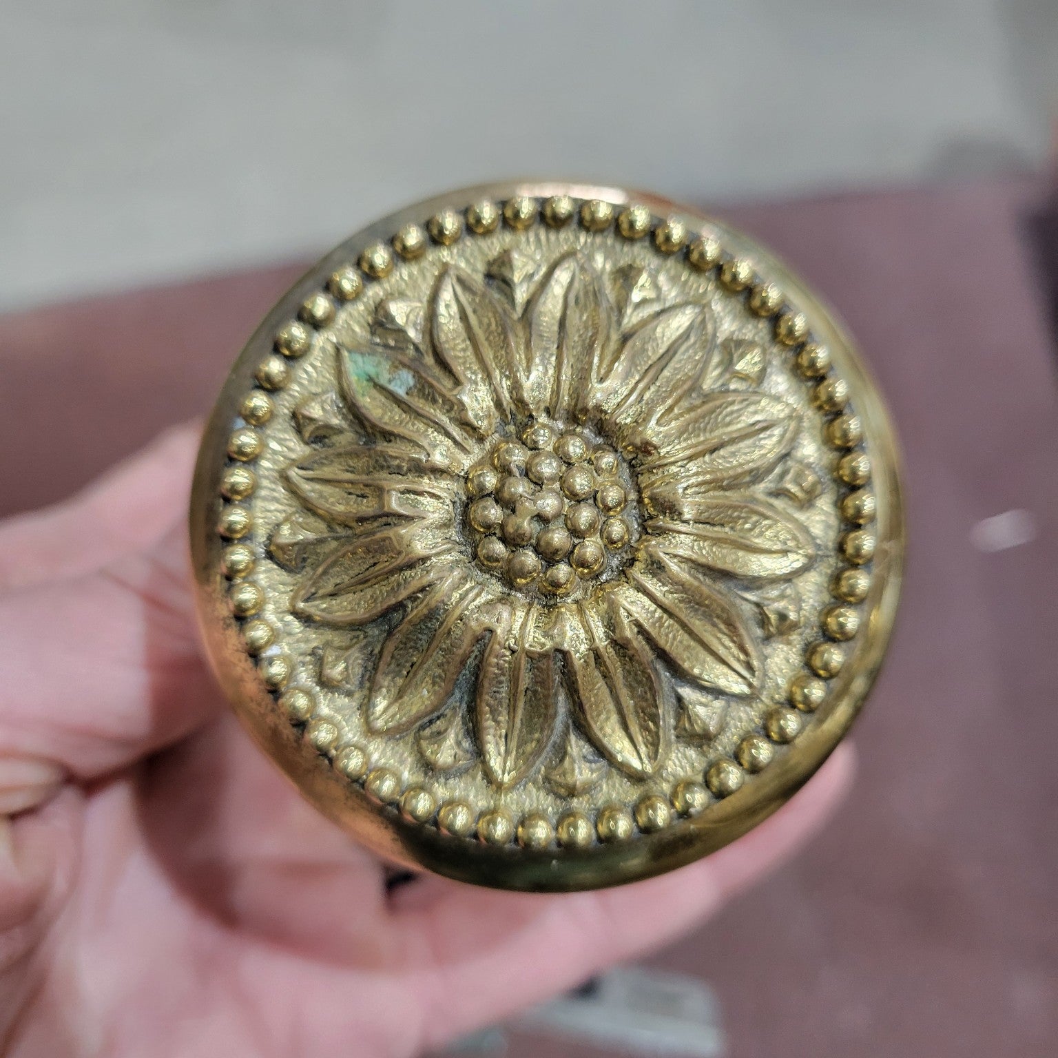 Ornate Brass Door Knob Set with Locking Mechanism