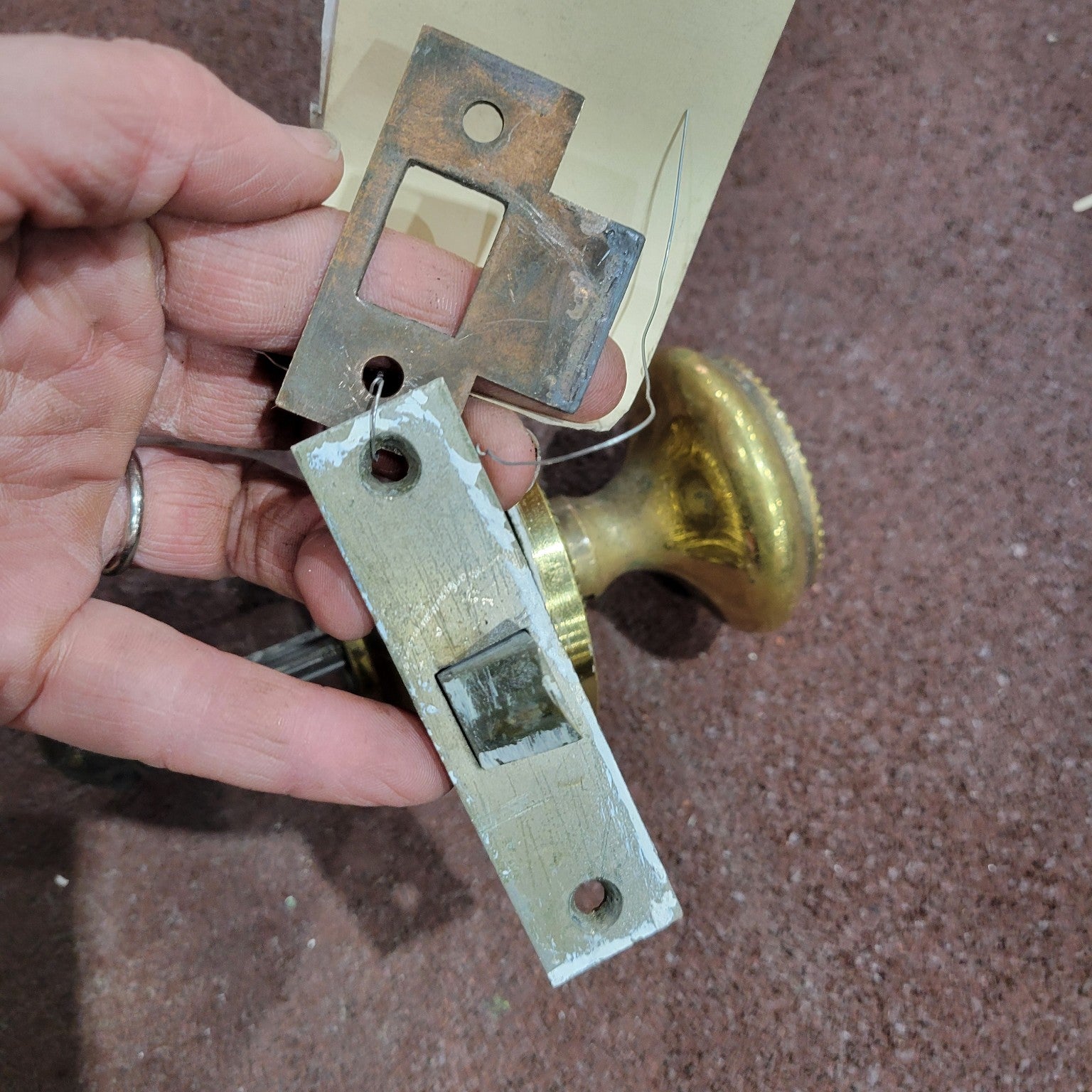 Ornate Brass Door Knob Set with Locking Mechanism