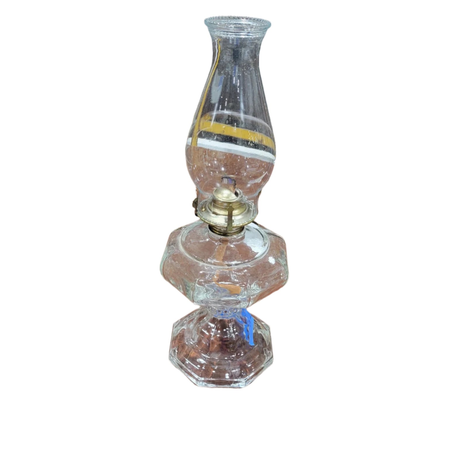 Glass Oil Lamp with Octagonal Base