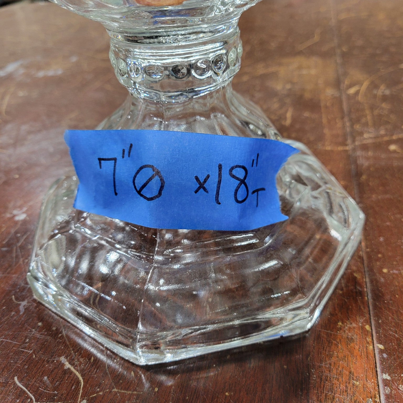 Glass Oil Lamp with Octagonal Base