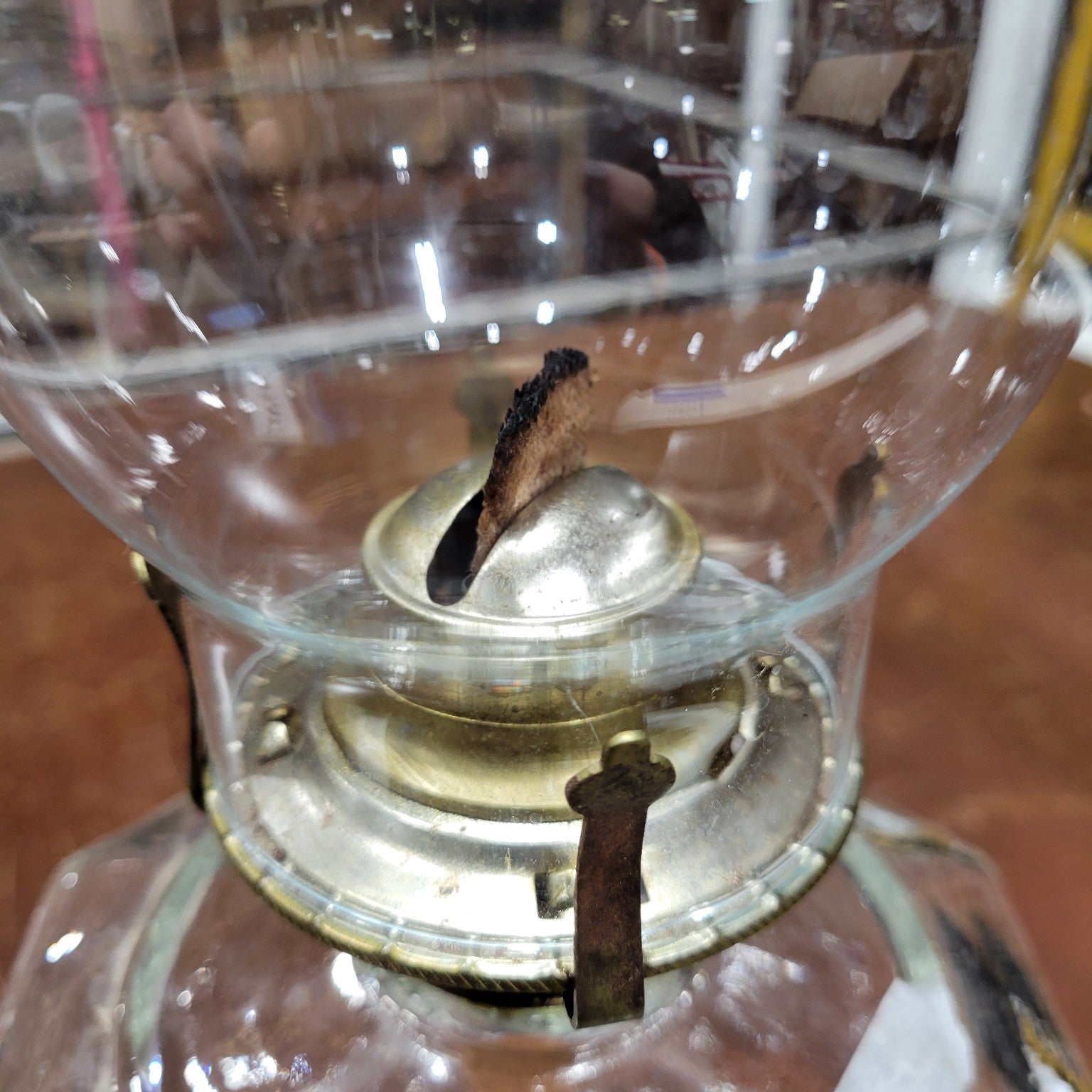 Glass Oil Lamp with Octagonal Base