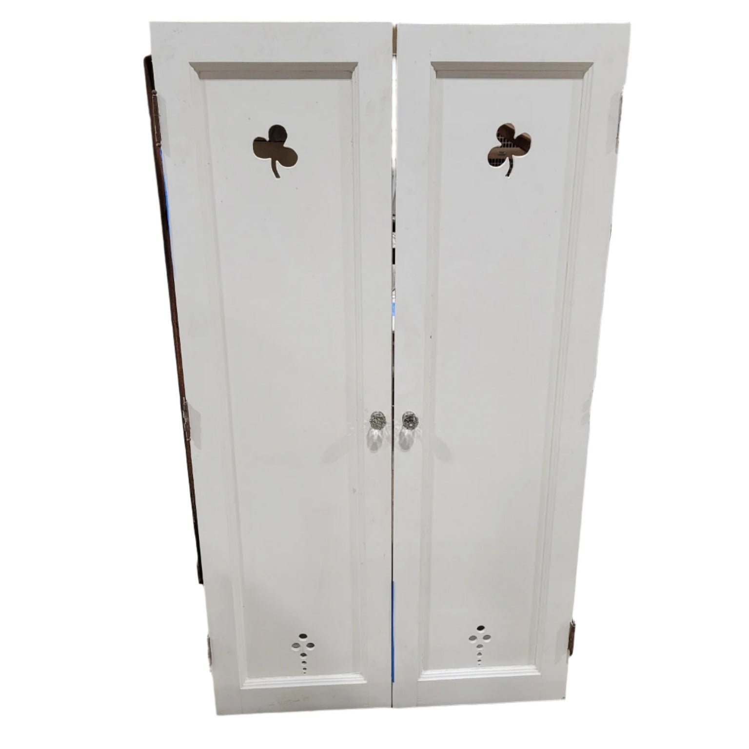 Pair of Wooden Cabinet Doors with Shamrock Cutout