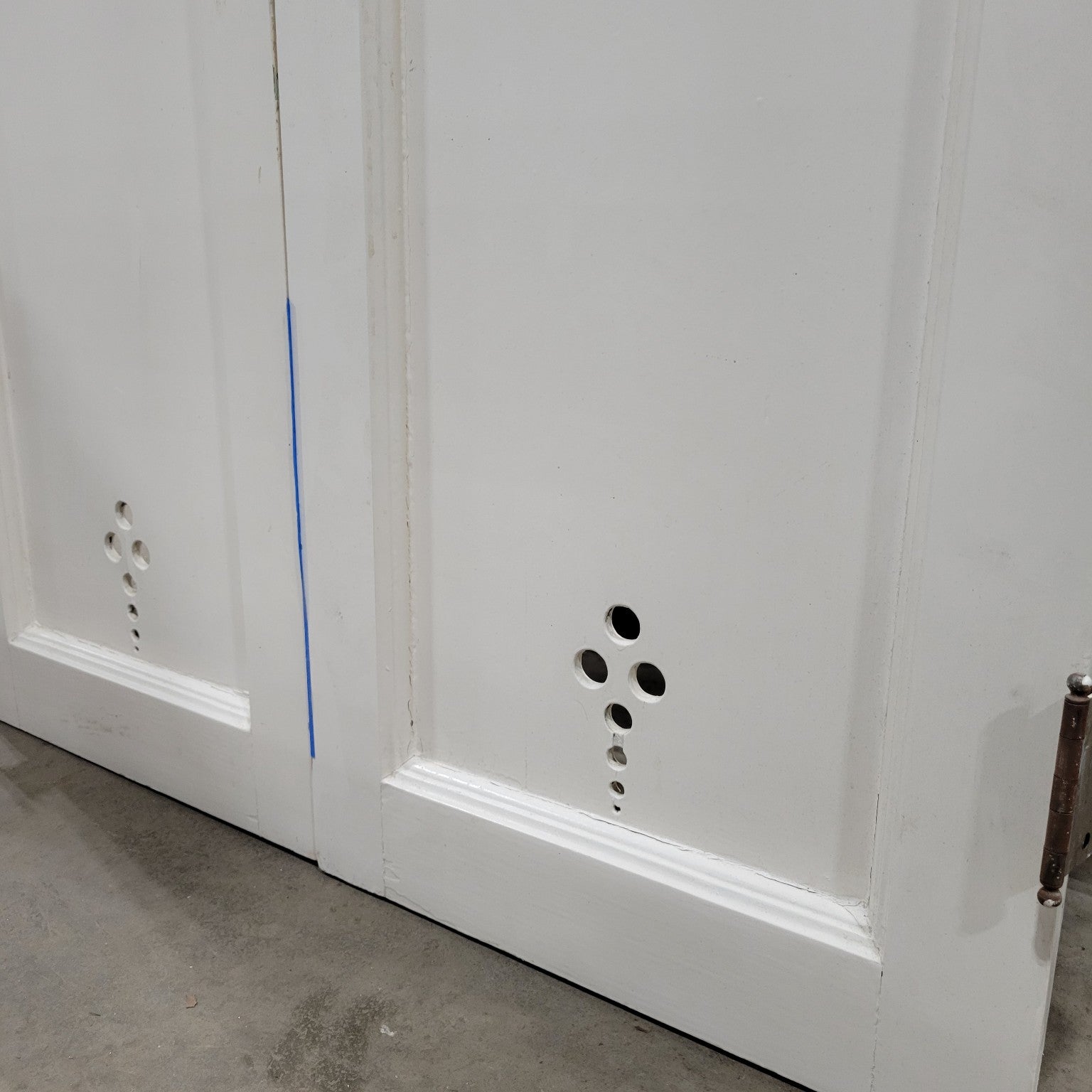 Pair of Wooden Cabinet Doors with Shamrock Cutout