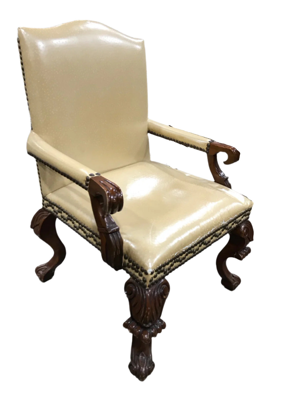 Vintage Carved Wood Armchair