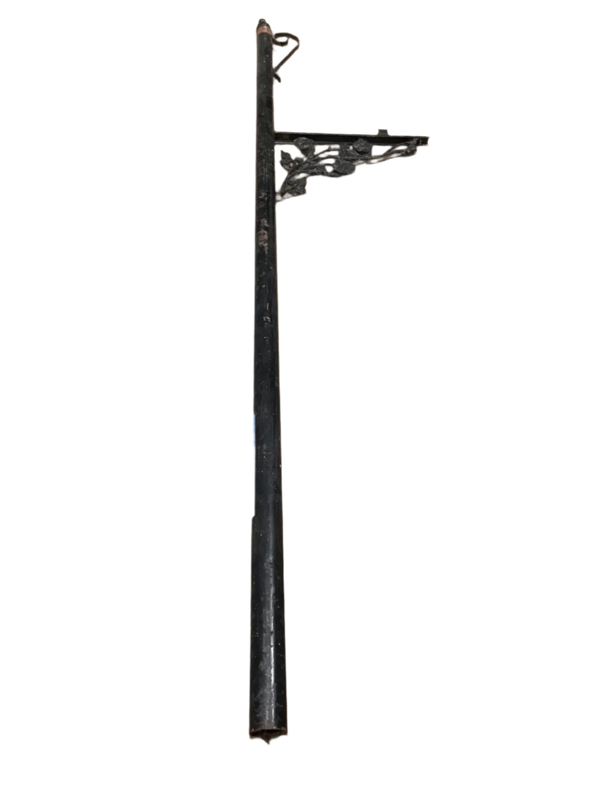 Ornate Iron Pole with Floral Bracket Accent