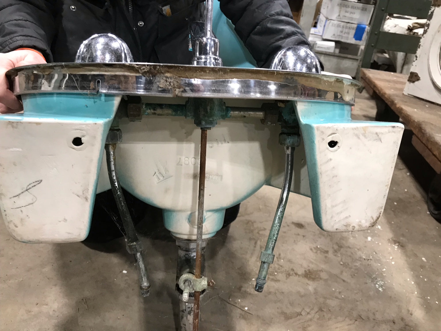 Crane Turquoise Drop-In Bathroom Sink