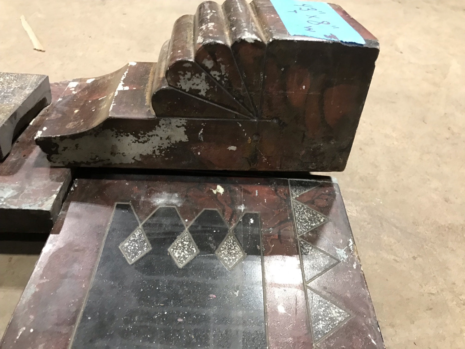 Antique Fireplace Surround with Inlaid Stone Design