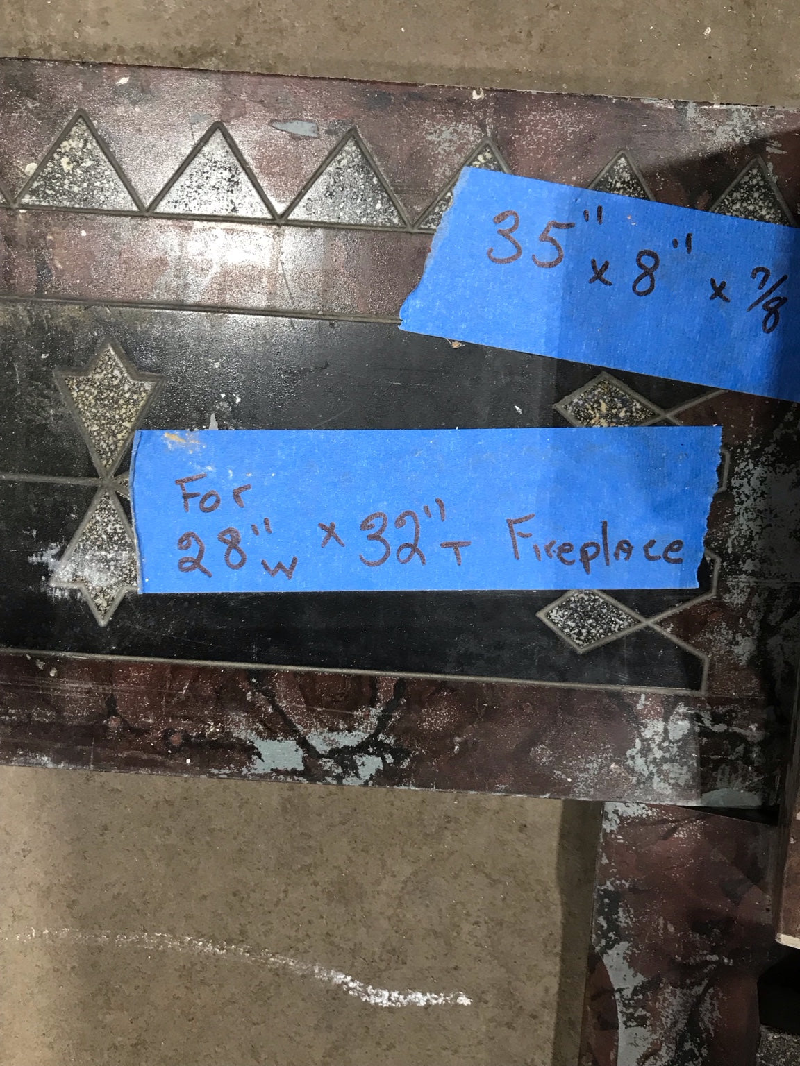 Antique Fireplace Surround with Inlaid Stone Design