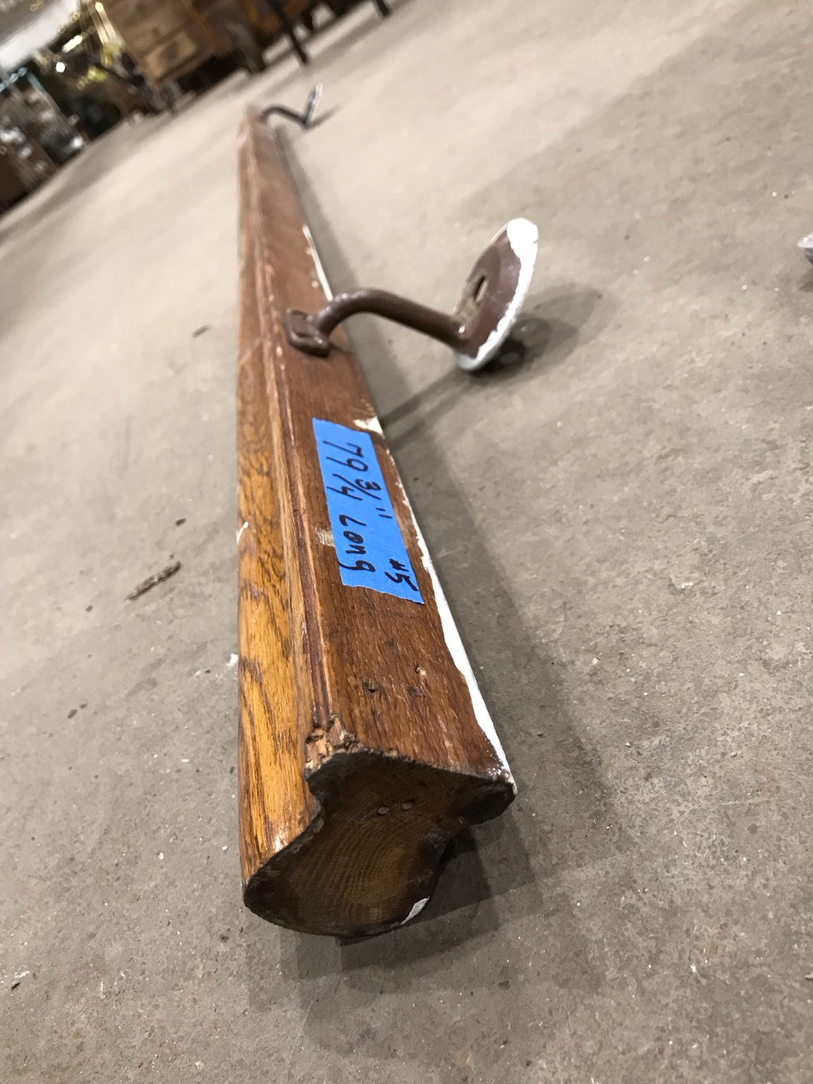 Long Oak Handrail with Metal Wall Brackets