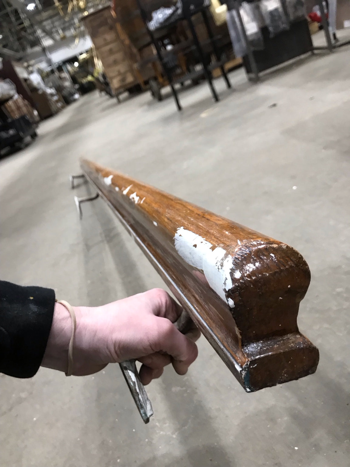 Extra Long Oak Handrail with Metal Wall Brackets