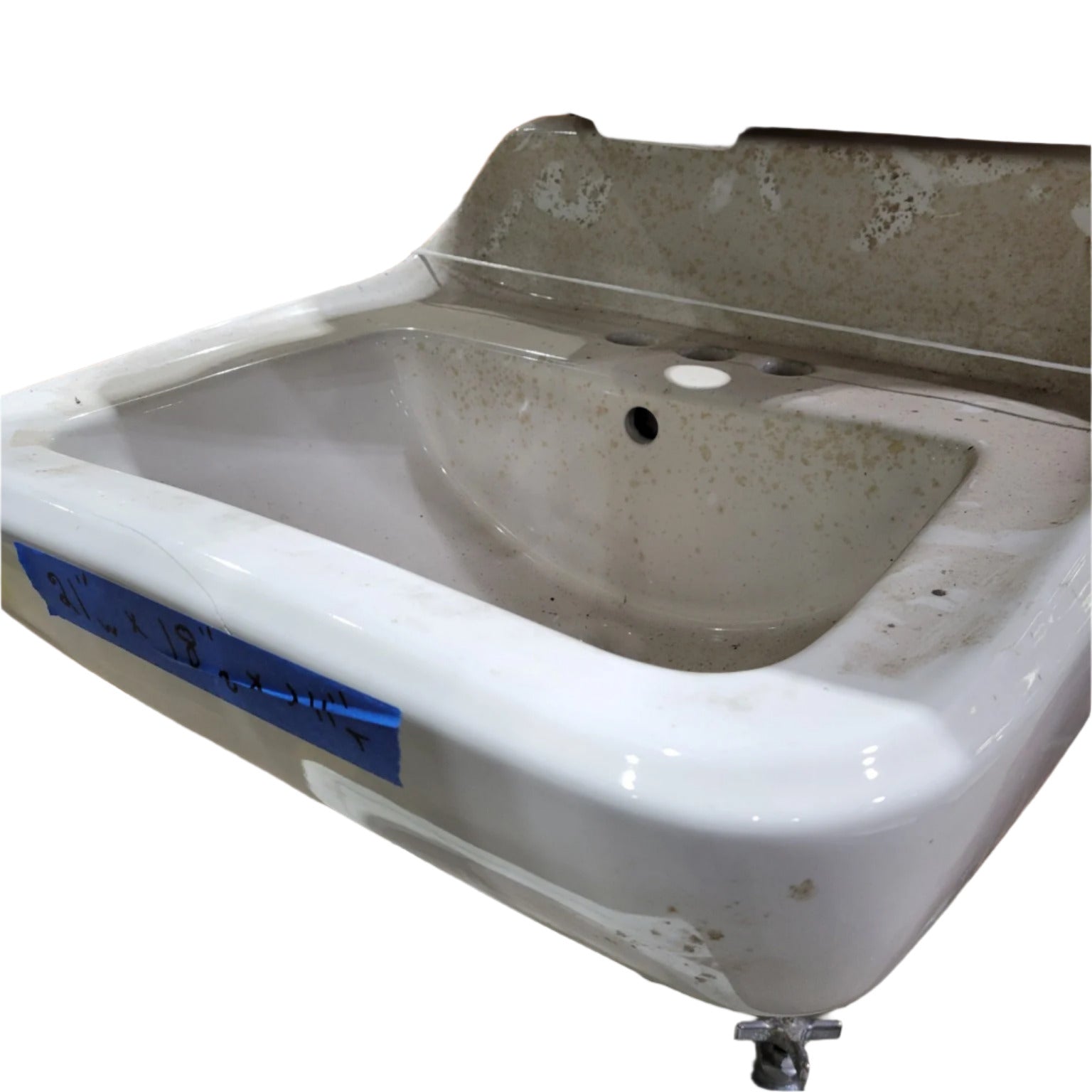 Vintage Wall-Mount Sink with Hairline Crack