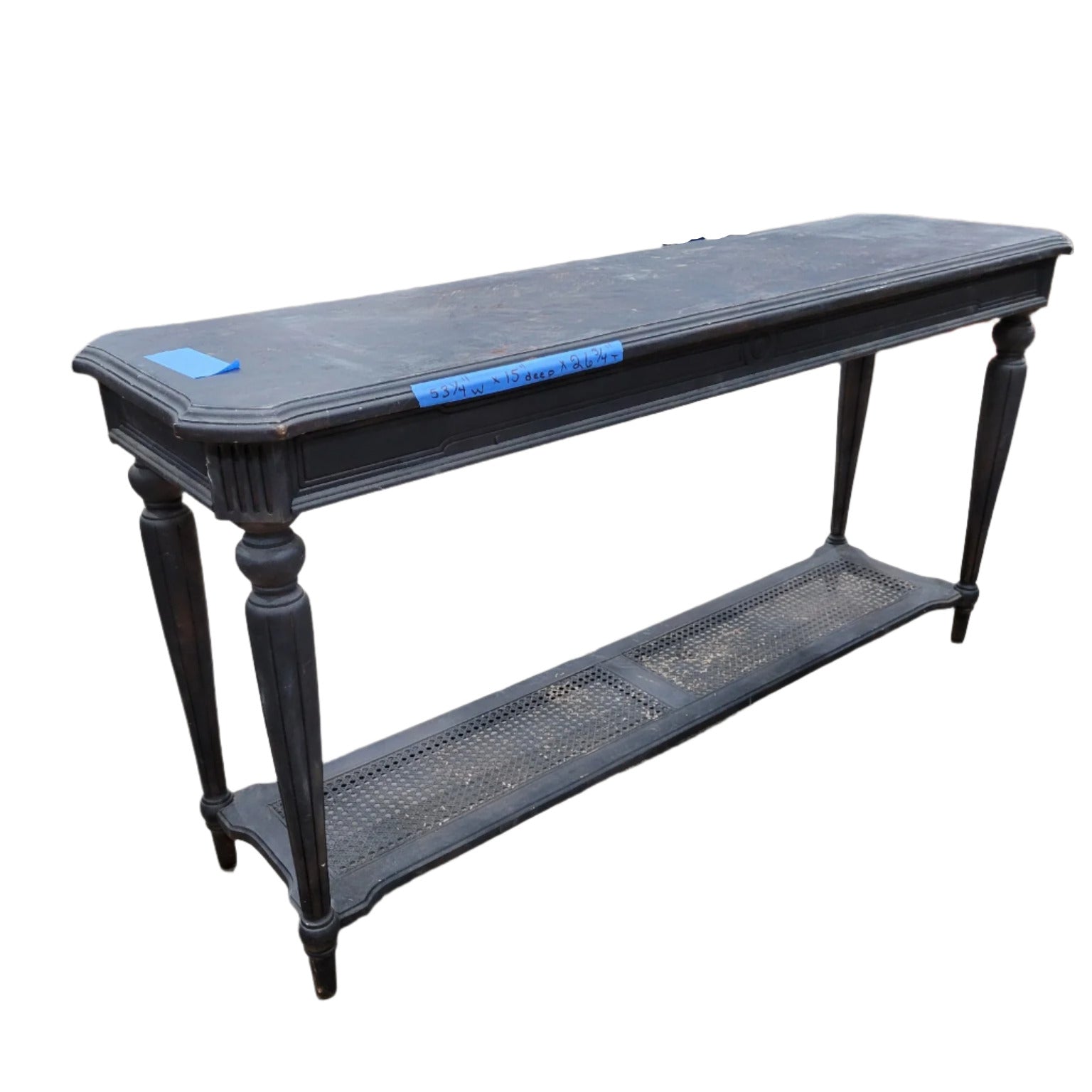 Console Table with Cane Shelf