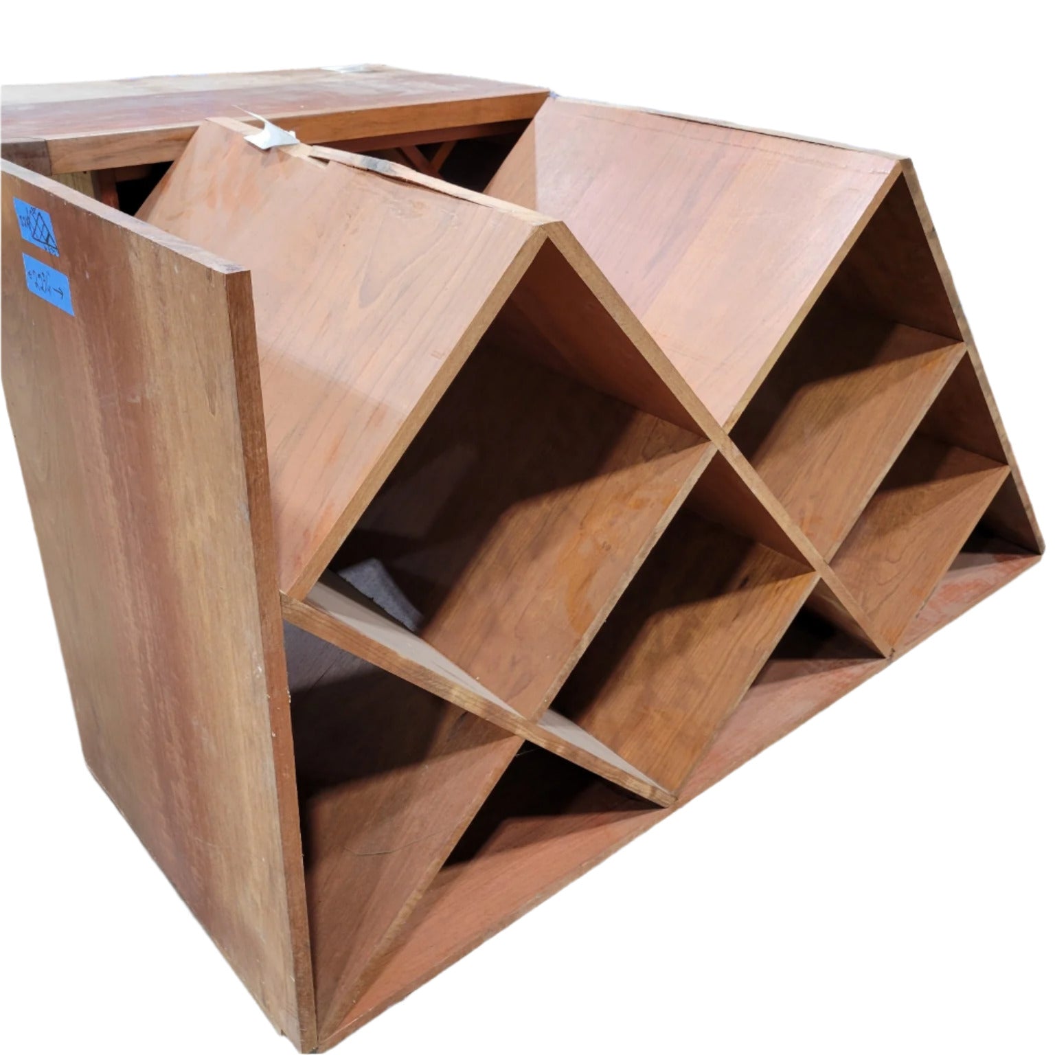 Large Wooden Diamond-Shaped Storage Unit