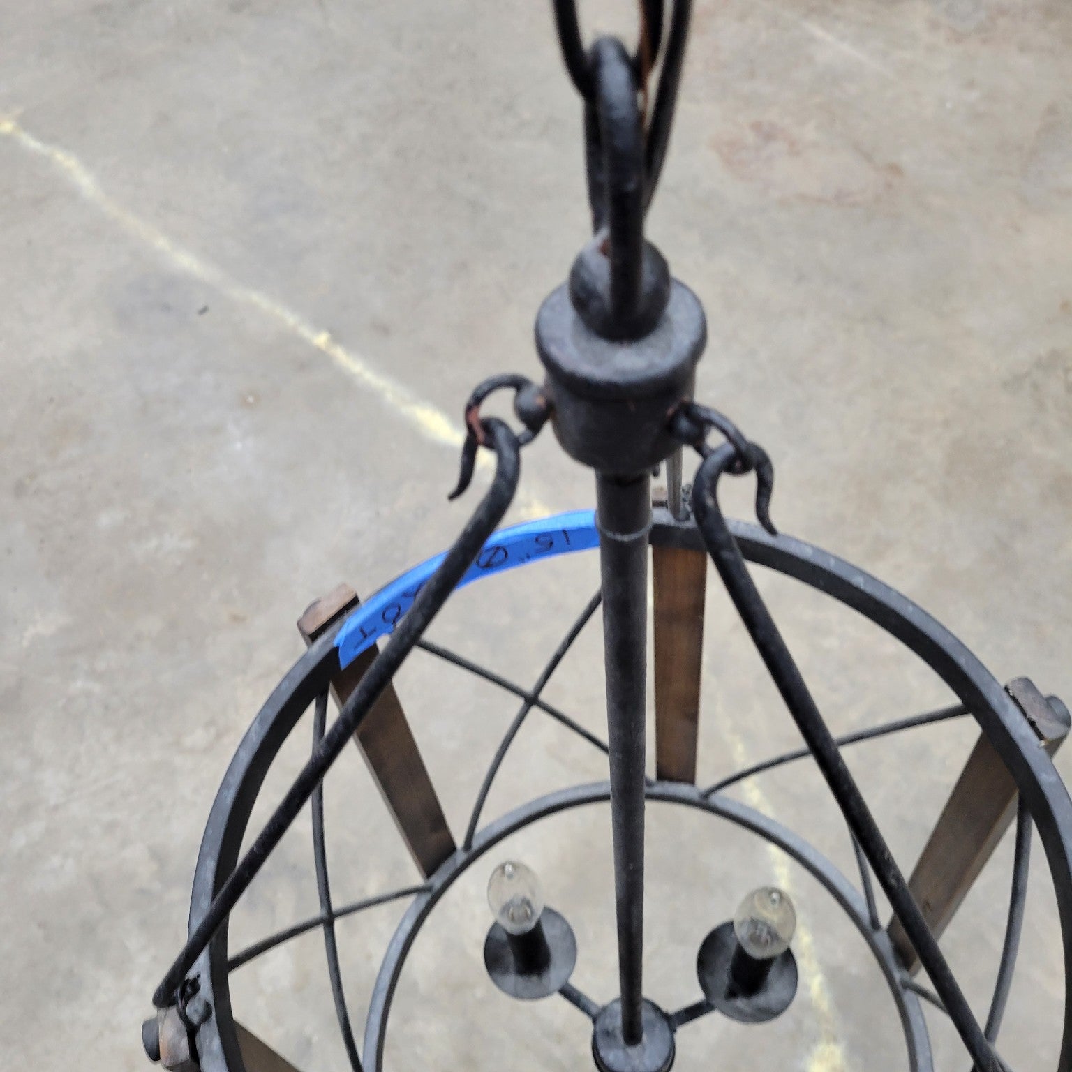 Metal and Wood Drum Chandelier