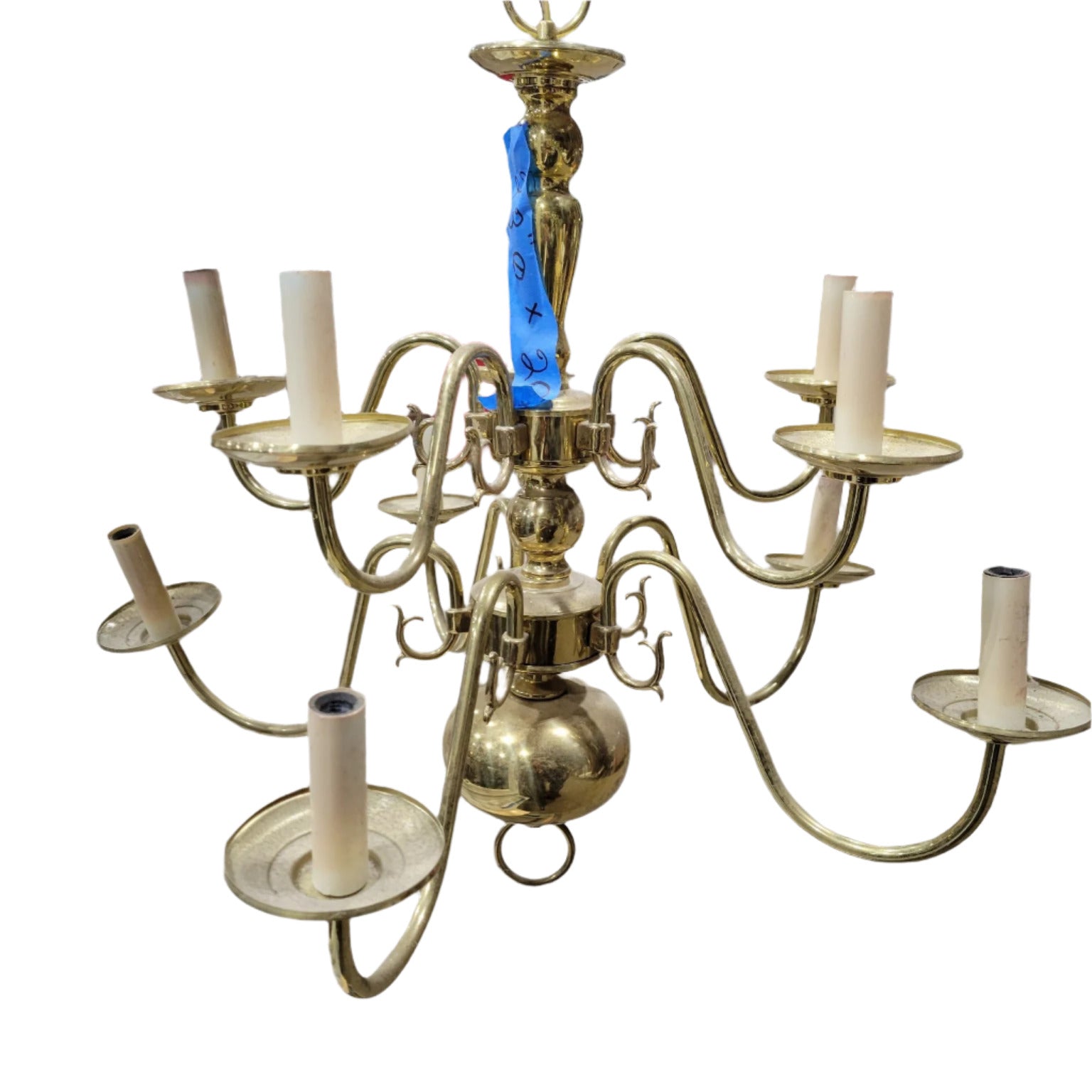 Large Brass Chandelier with 6 Arms