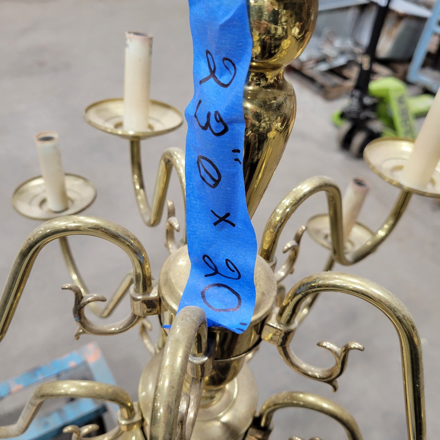 Large Brass Chandelier with 6 Arms