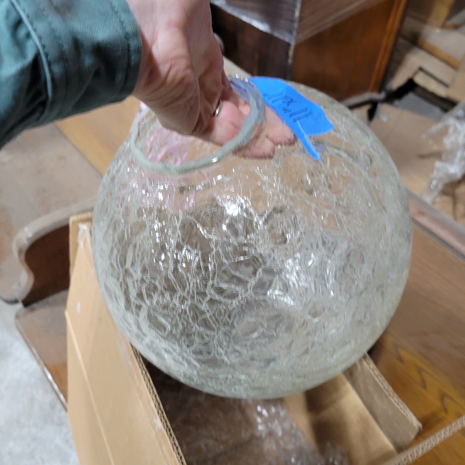 Vintage Crackle Glass Globe Light Shade