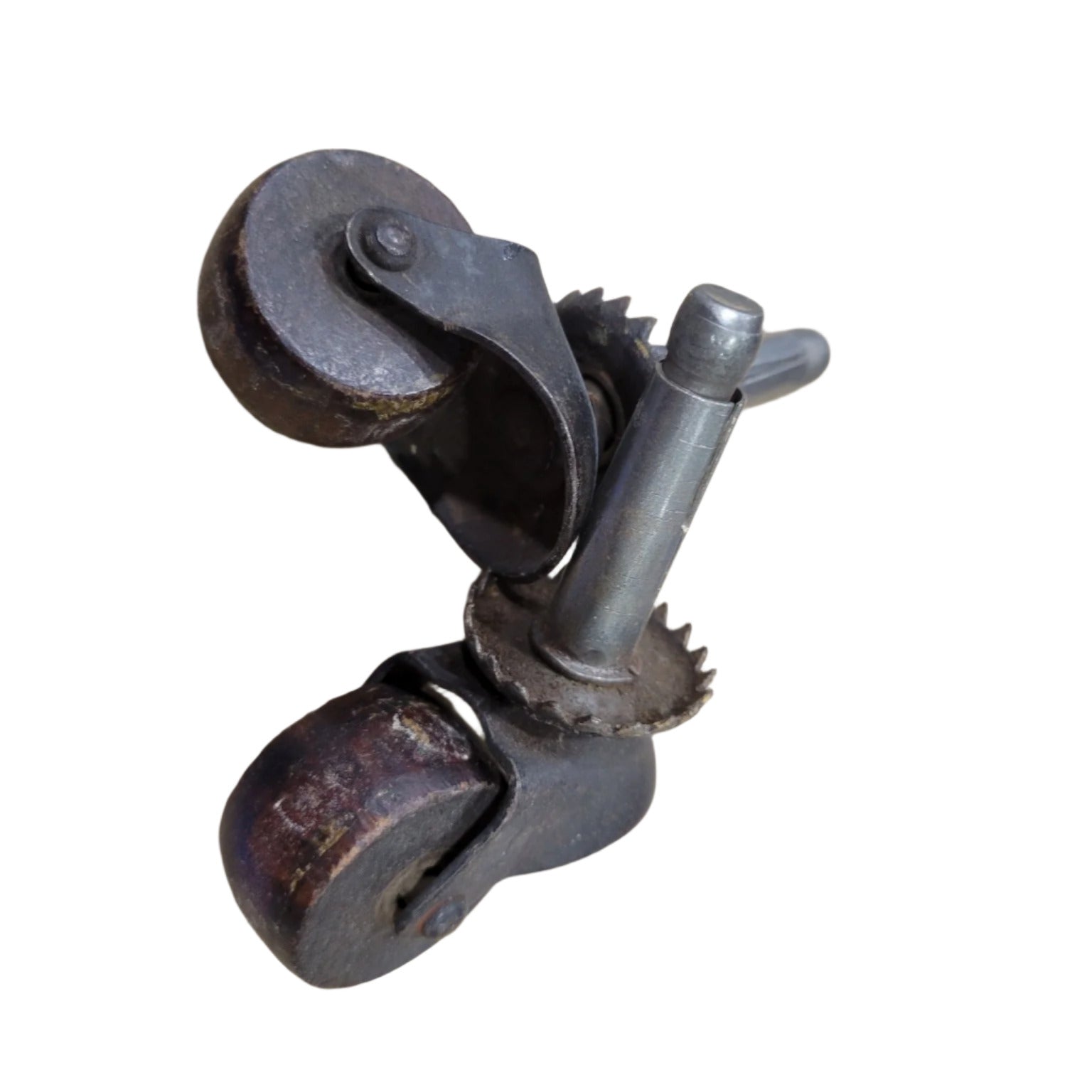 Antique Wooden & Metal Furniture Casters (Set of 2)