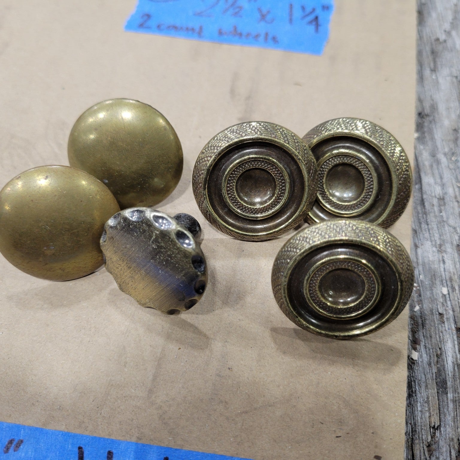 Vintage Brass & Metal Drawer Knobs (Set of 6)
