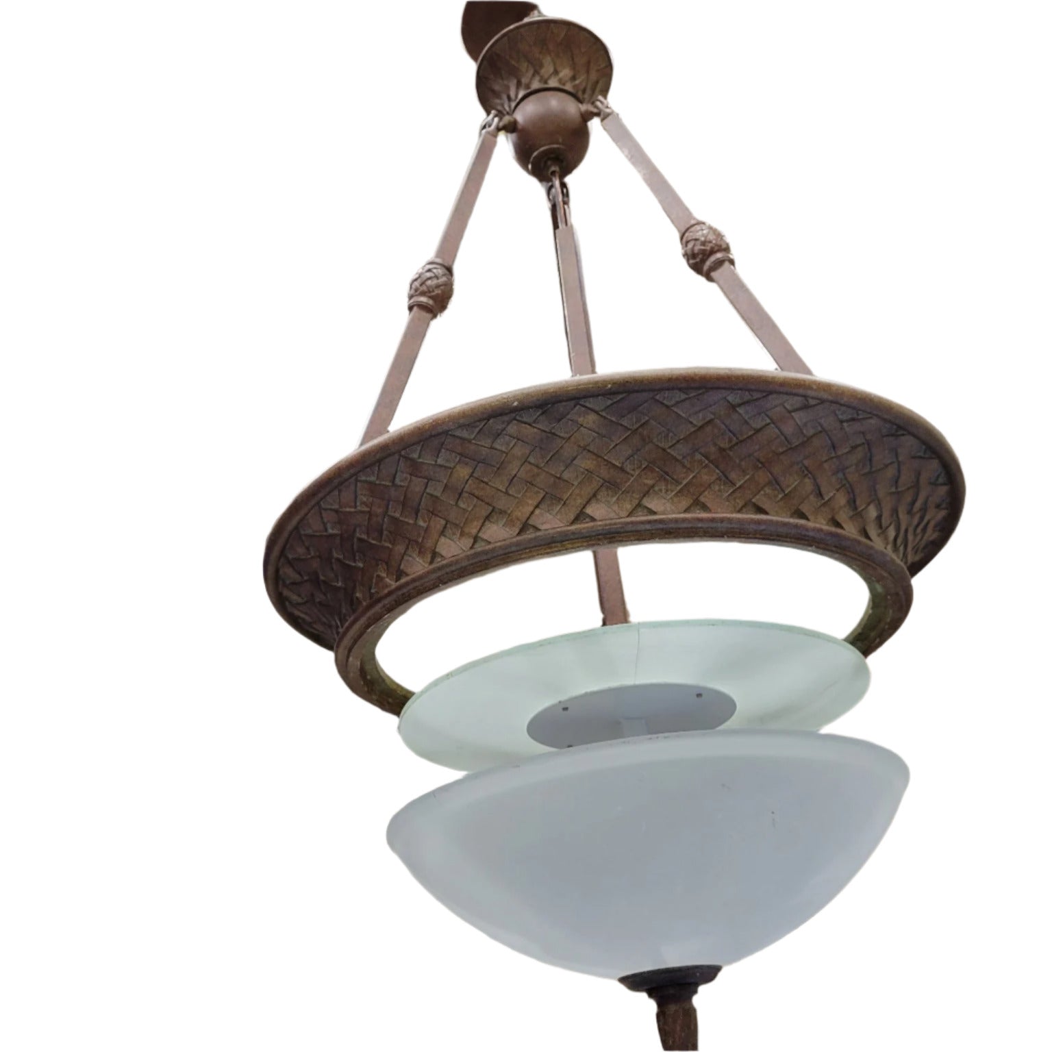 Vintage Pendant Chandelier with Woven Metal Detailing