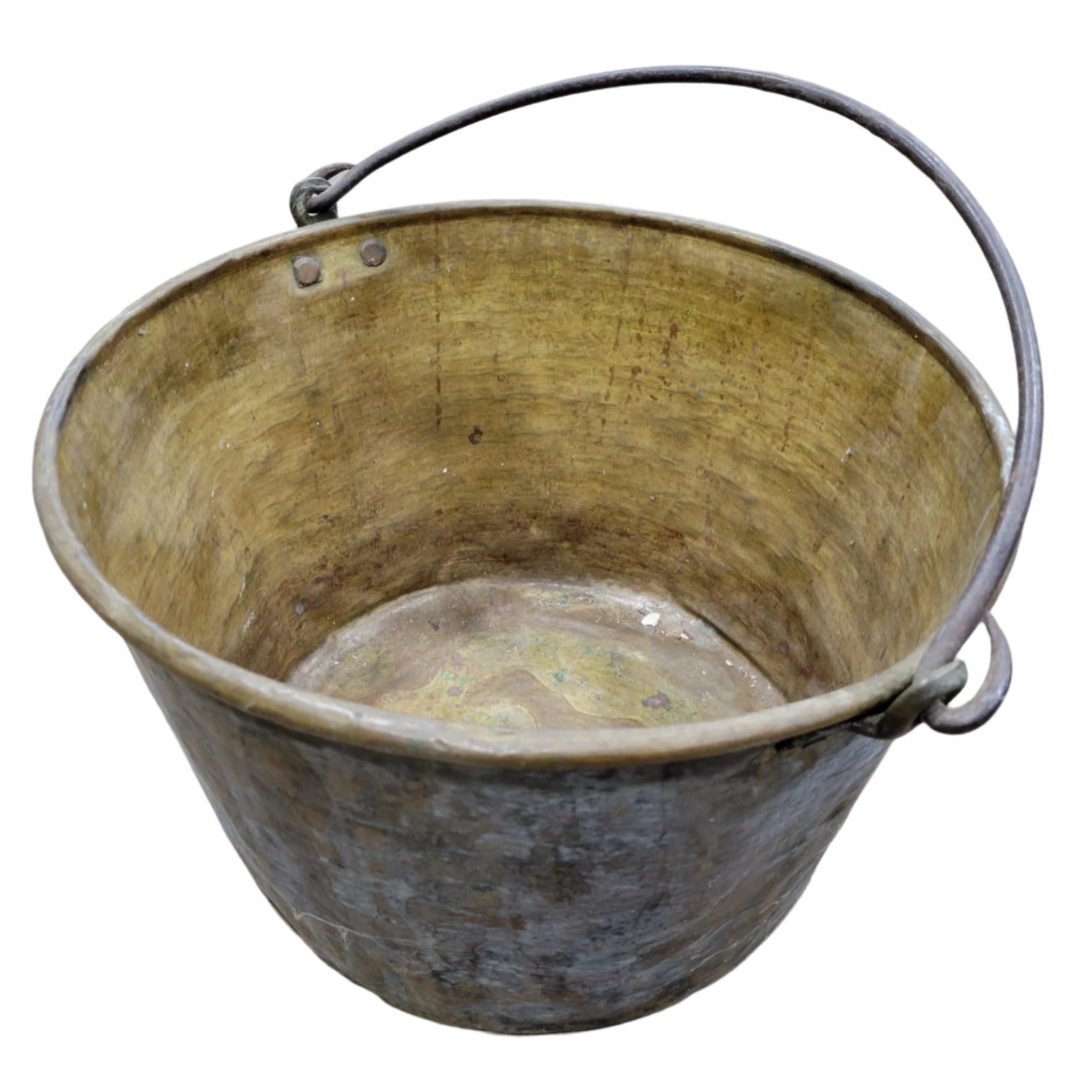 Antique Hand-Hammered Copper Bucket with Handle