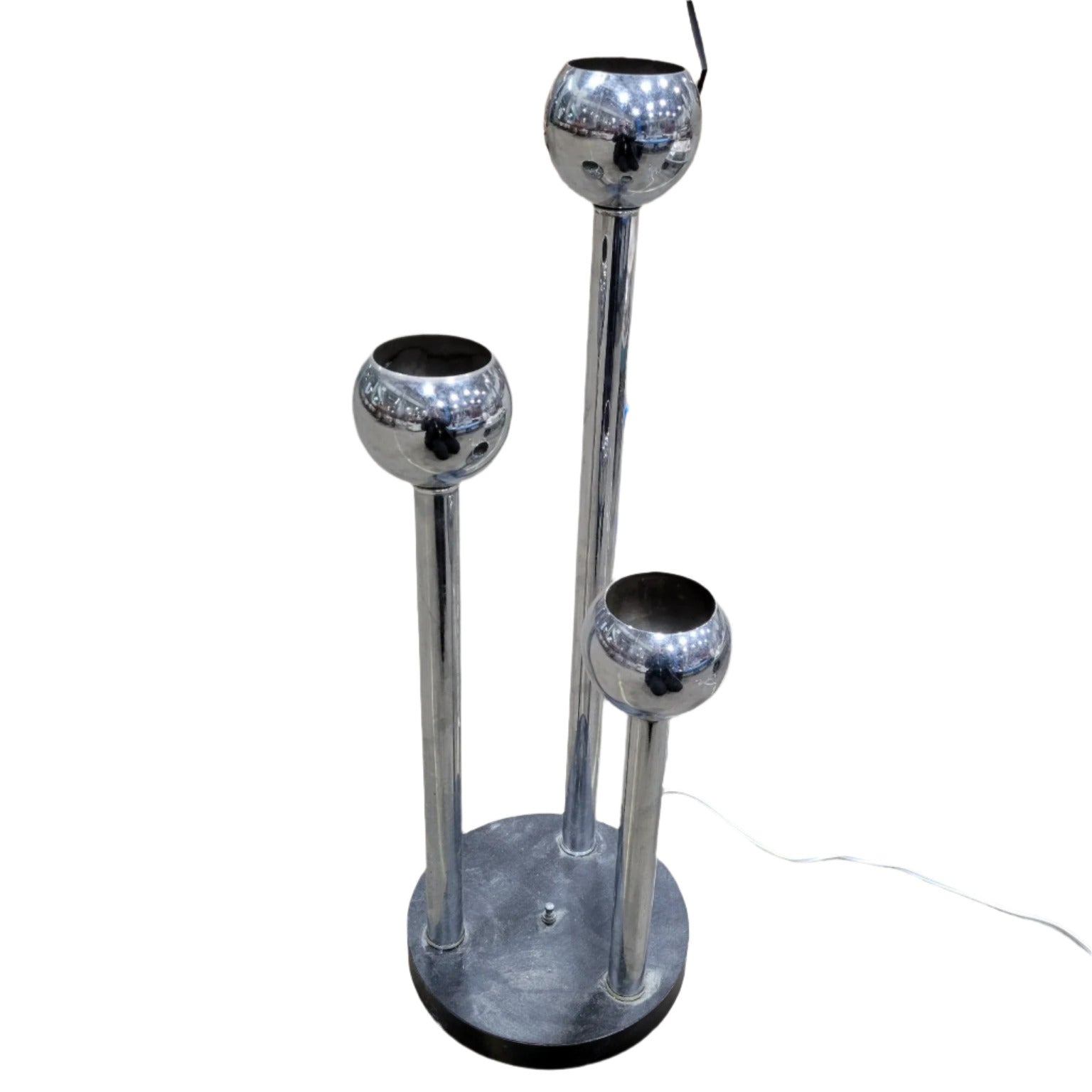 Mid-Century Modern Chrome Three-Globe Floor Lamp