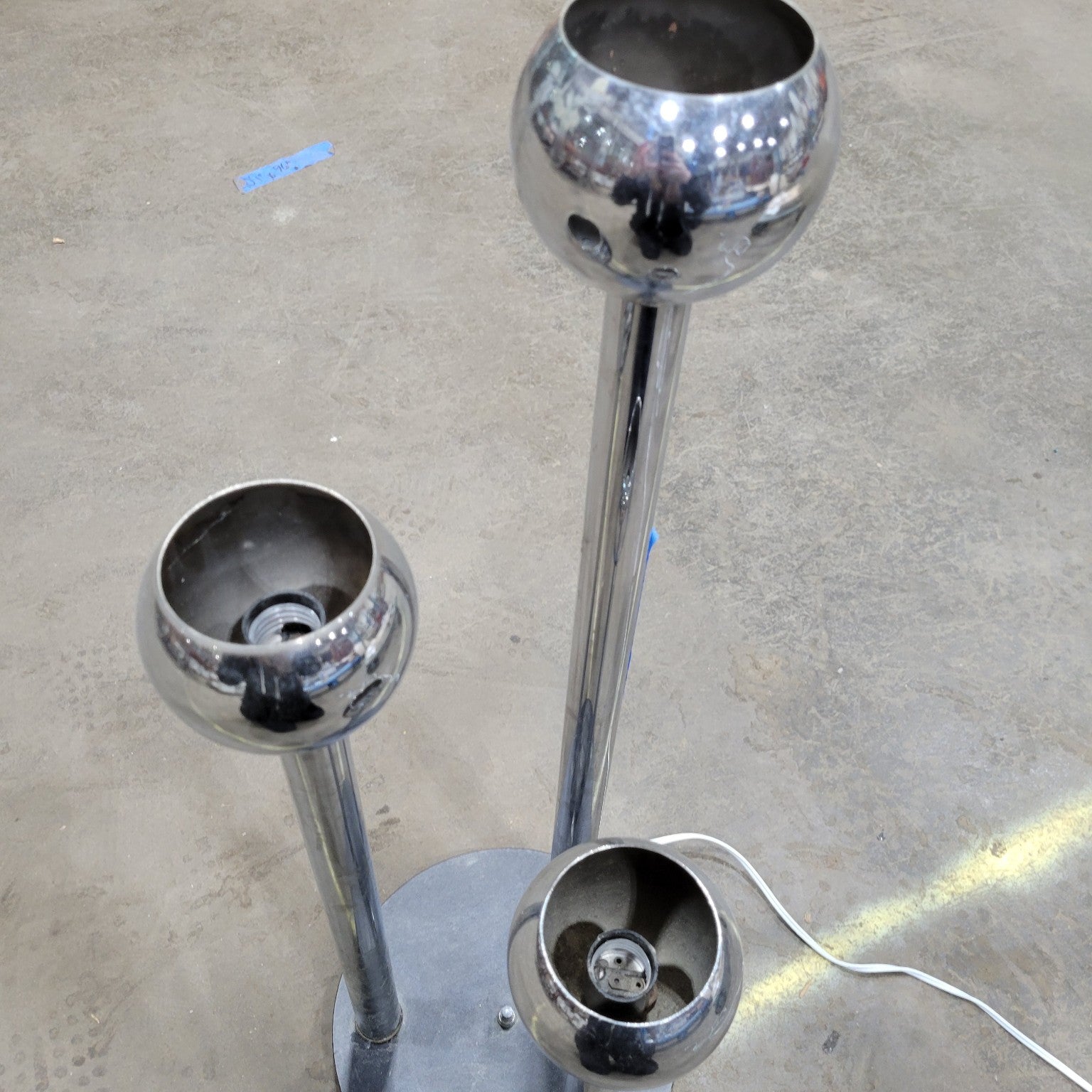 Mid-Century Modern Chrome Three-Globe Floor Lamp