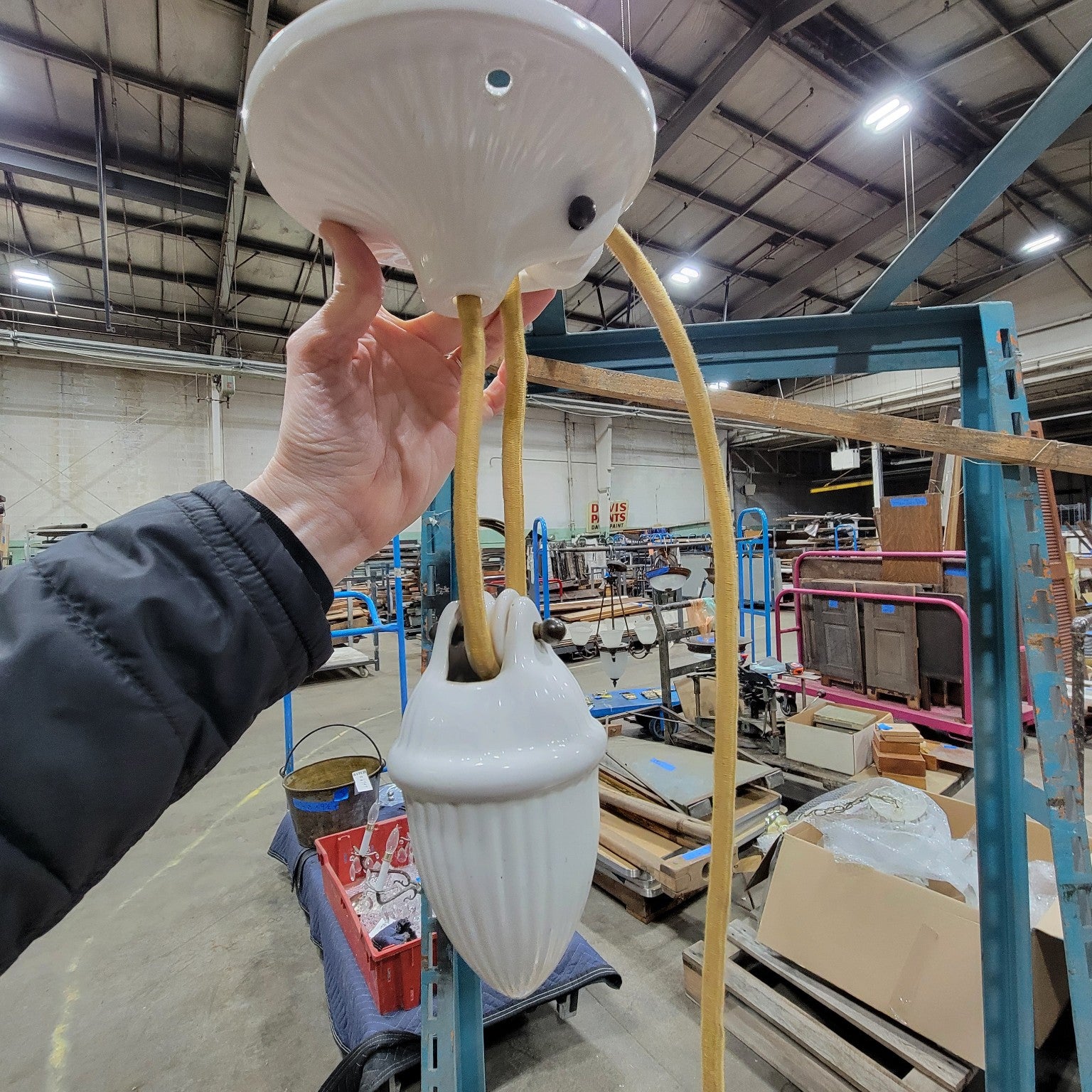 Vintage White Porcelain Pendant Light