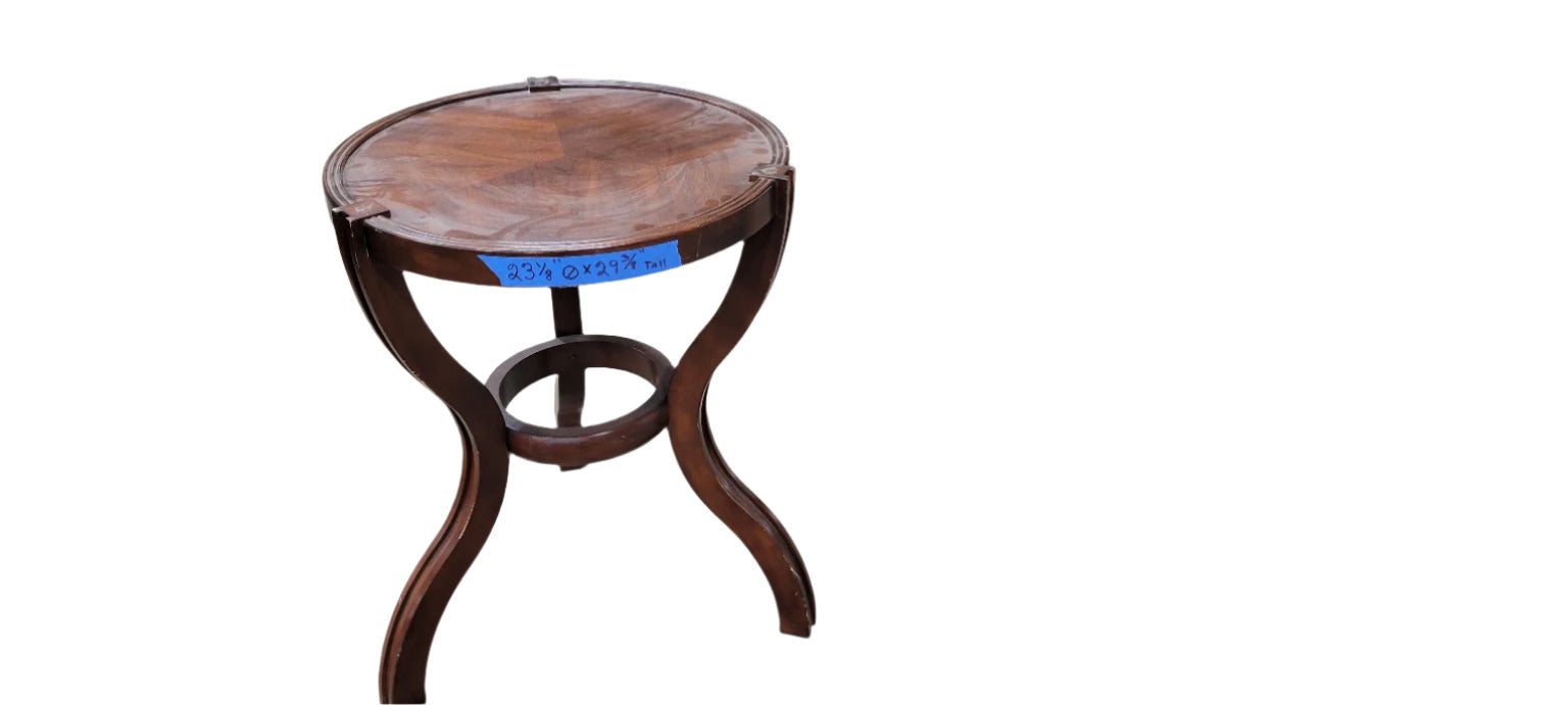 Vintage Round Wood Side Table