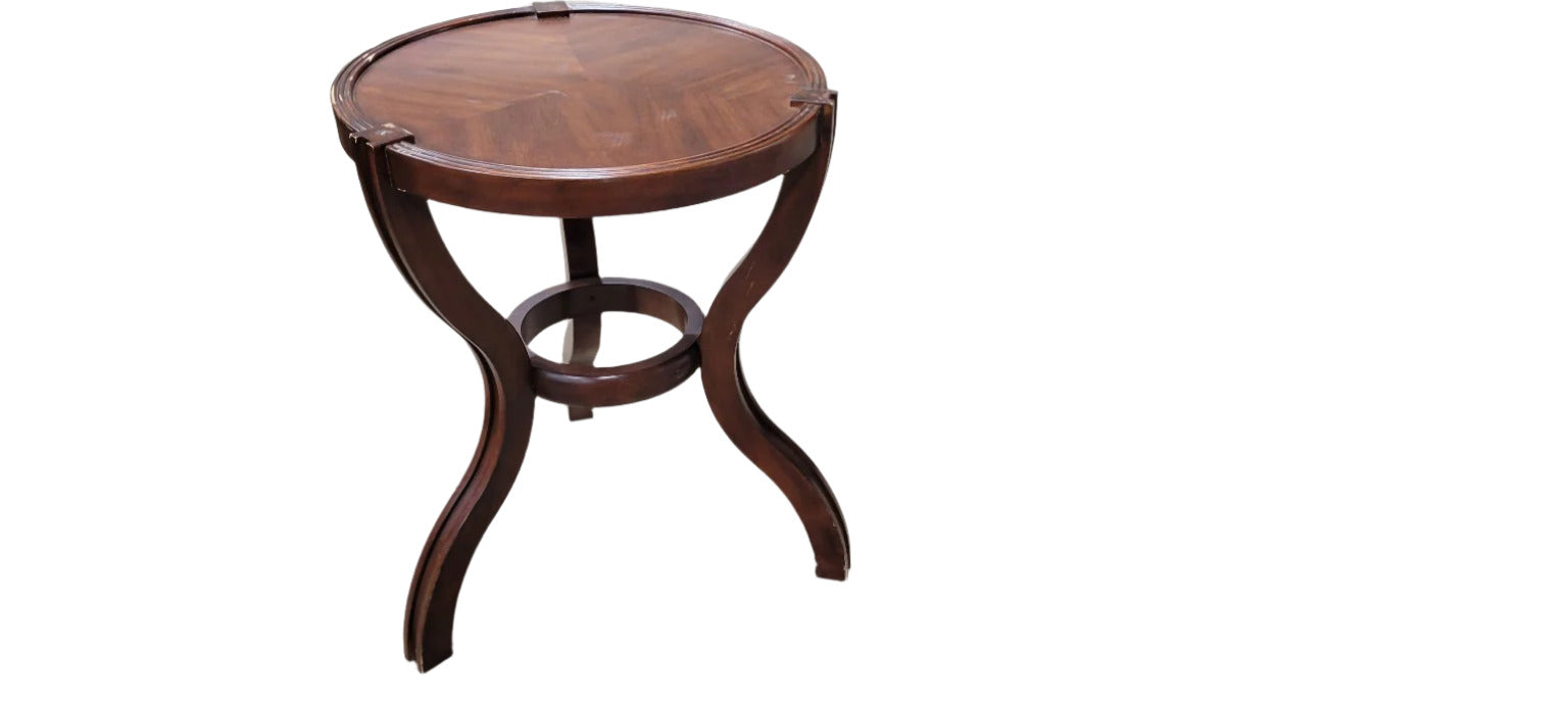 Vintage Round Wood Side Table