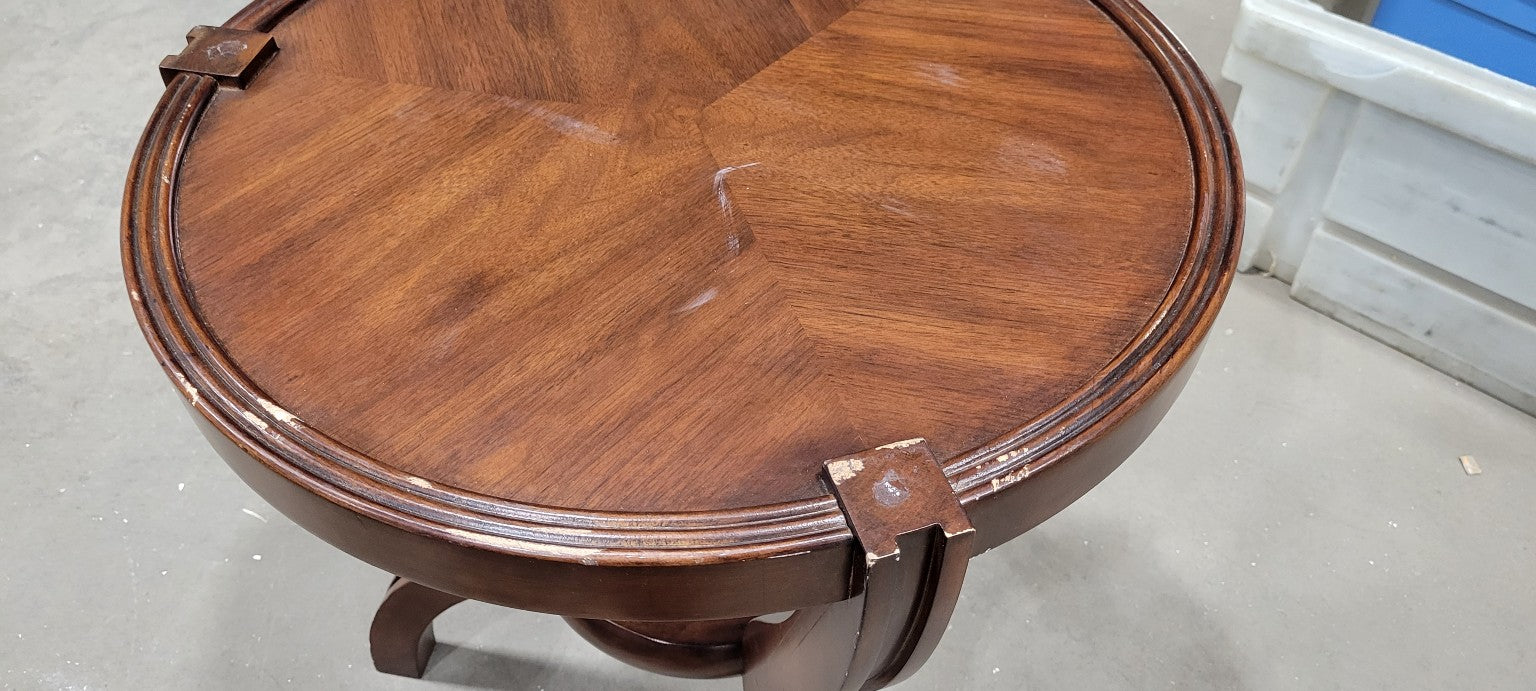 Vintage Round Wood Side Table