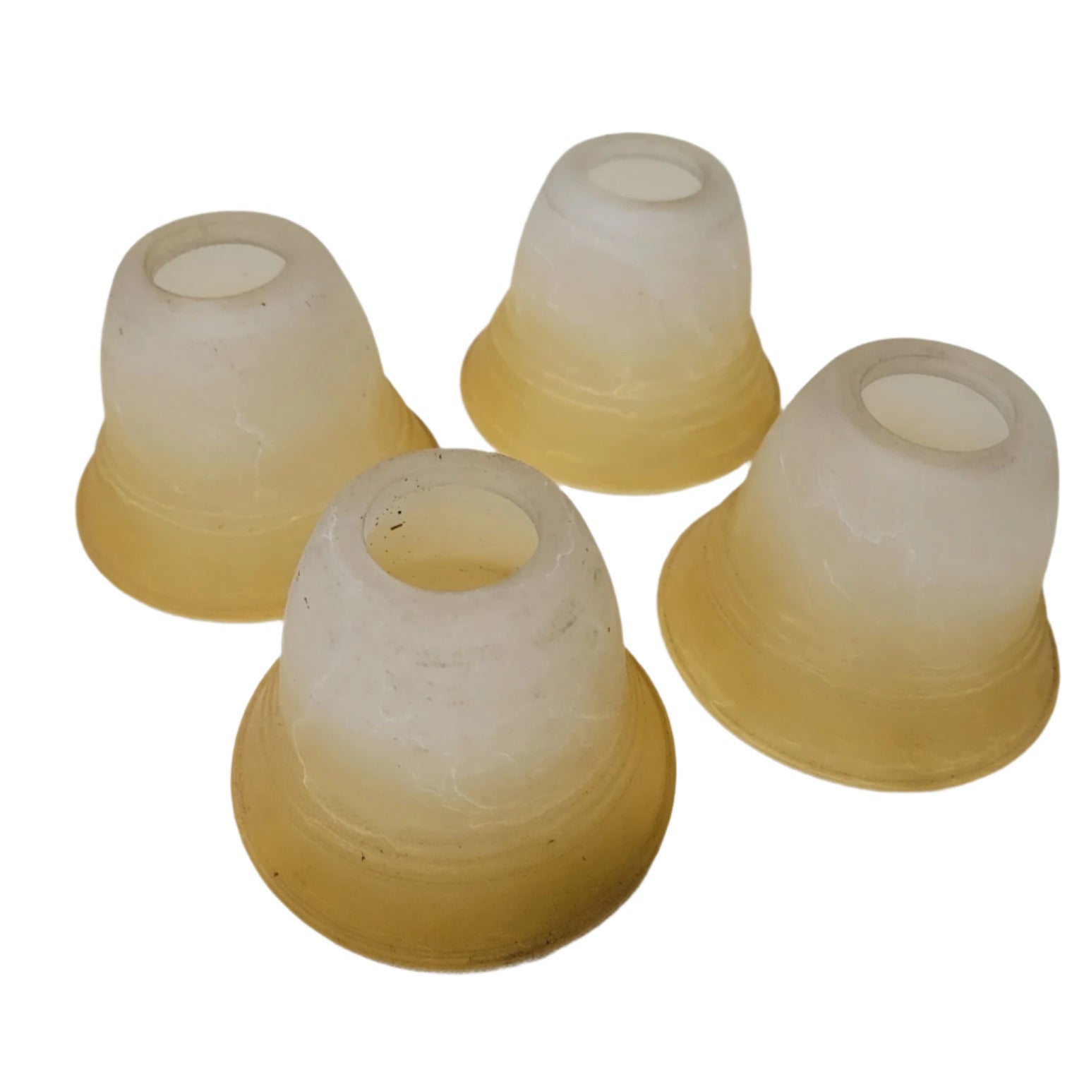 Set of 4 Small Amber Frosted Glass Light Shades